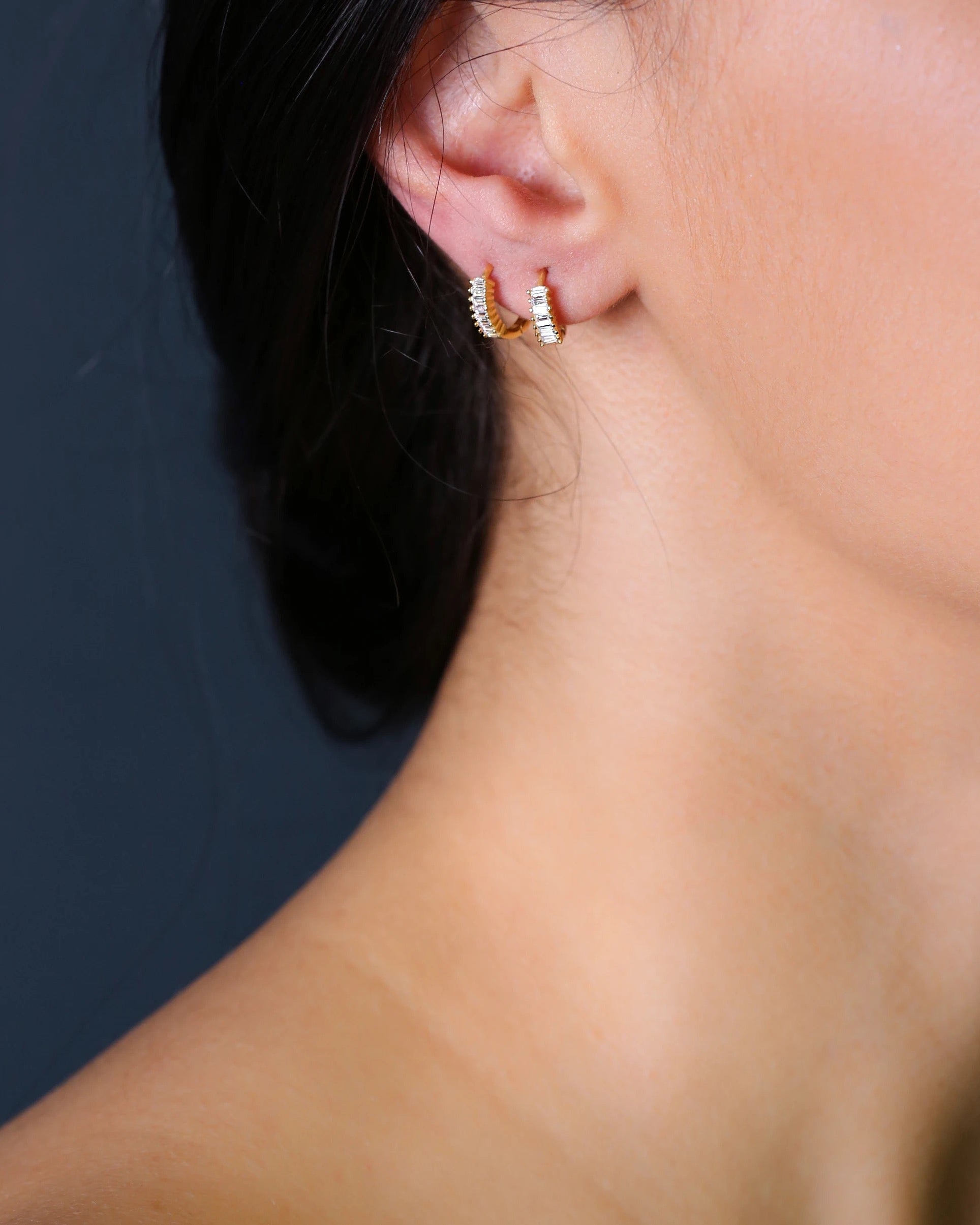 Baguette hoop - 18K Gold Plated