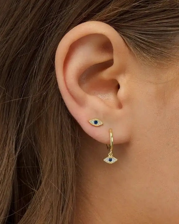 Evil Eye Charm Hoops