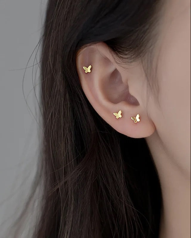 Dainty butterfly stud earring set - Pair