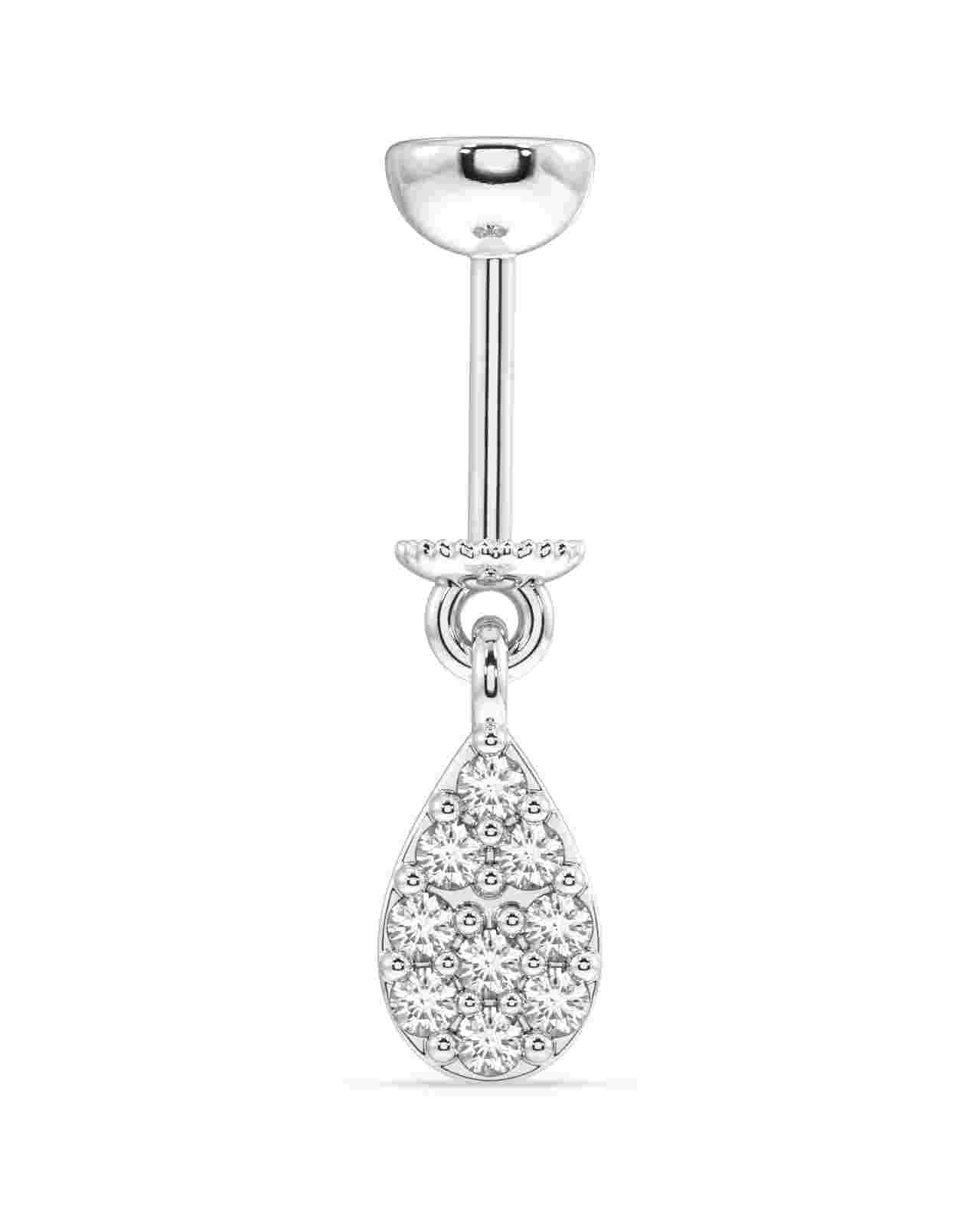 Cubiz Zirconia Earring - Helix Drop Piercing with teardrop-shaped zirconia charm on a screw helix bar, elegant sterling silver finish.