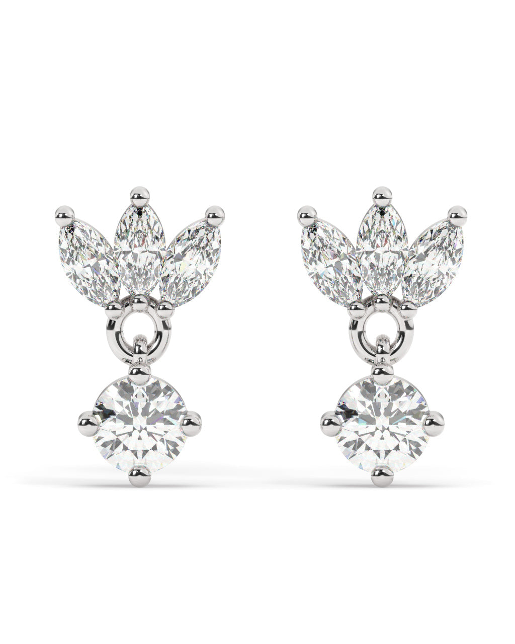 Baguette lotus with a zircon stud pair