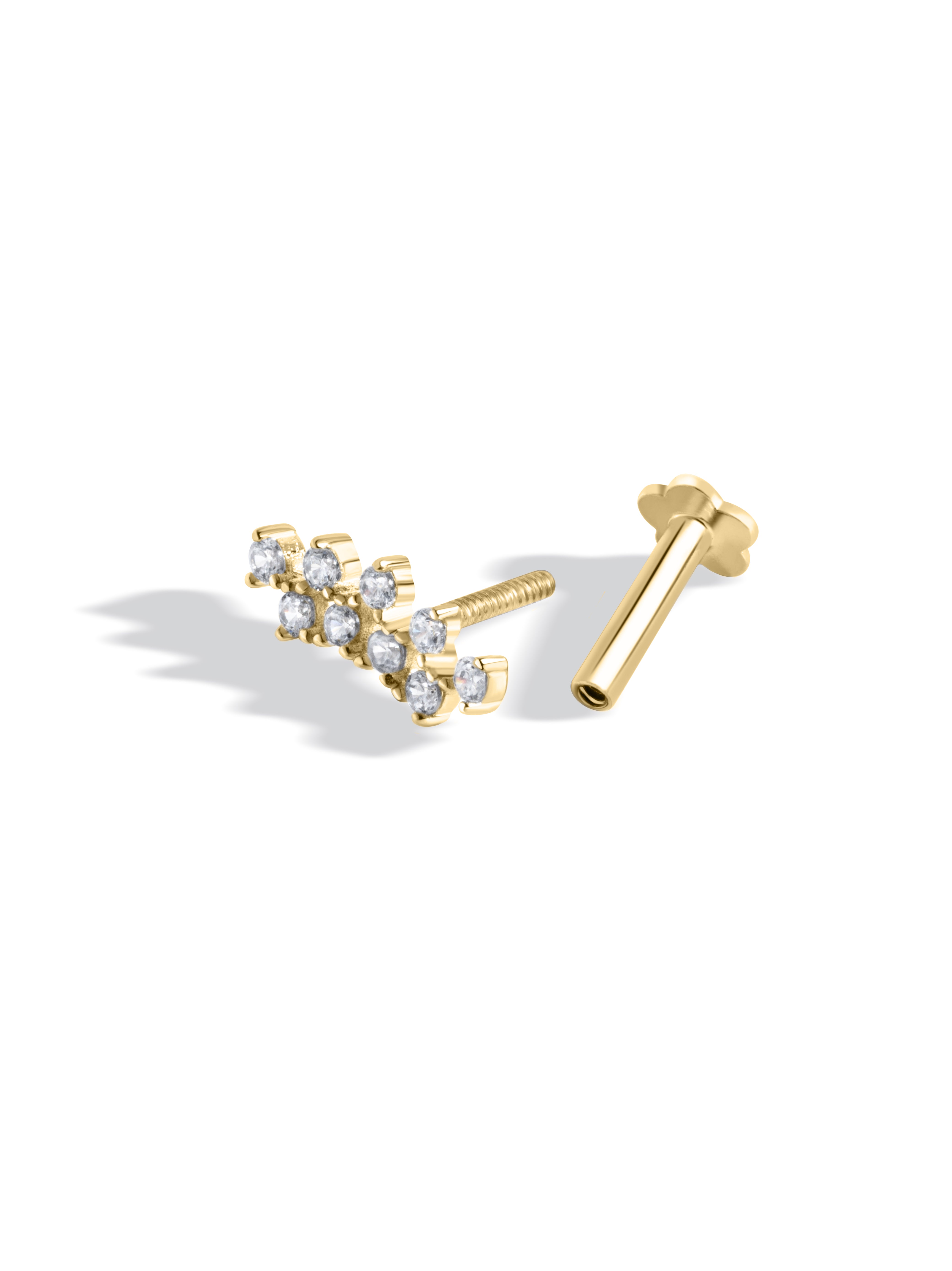 Climber Stud - Flat Back Screw - South Screw - 18K Gold Plated