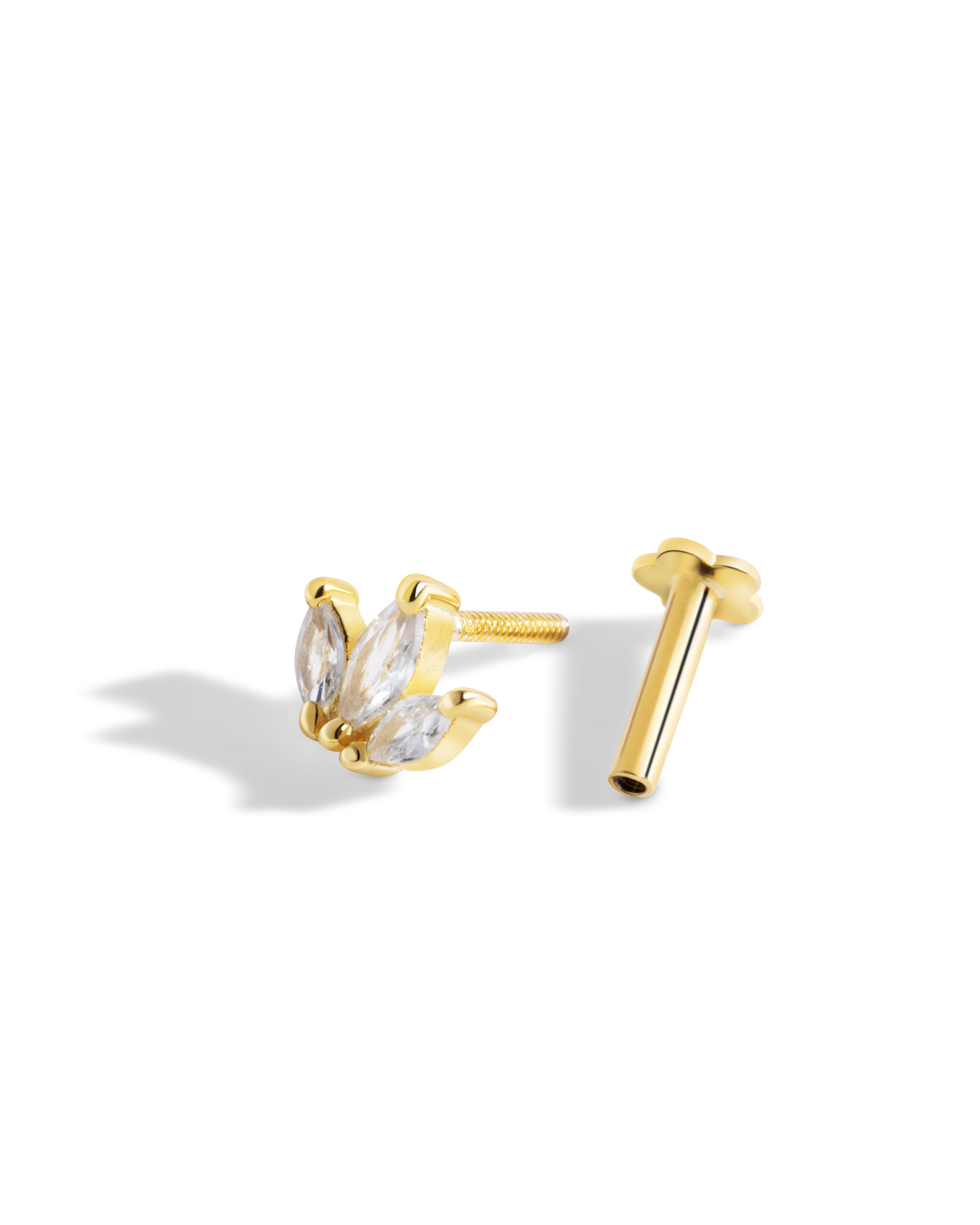 Lotus - Flat Back Screw Stud - South Screws - 18K Gold Plated