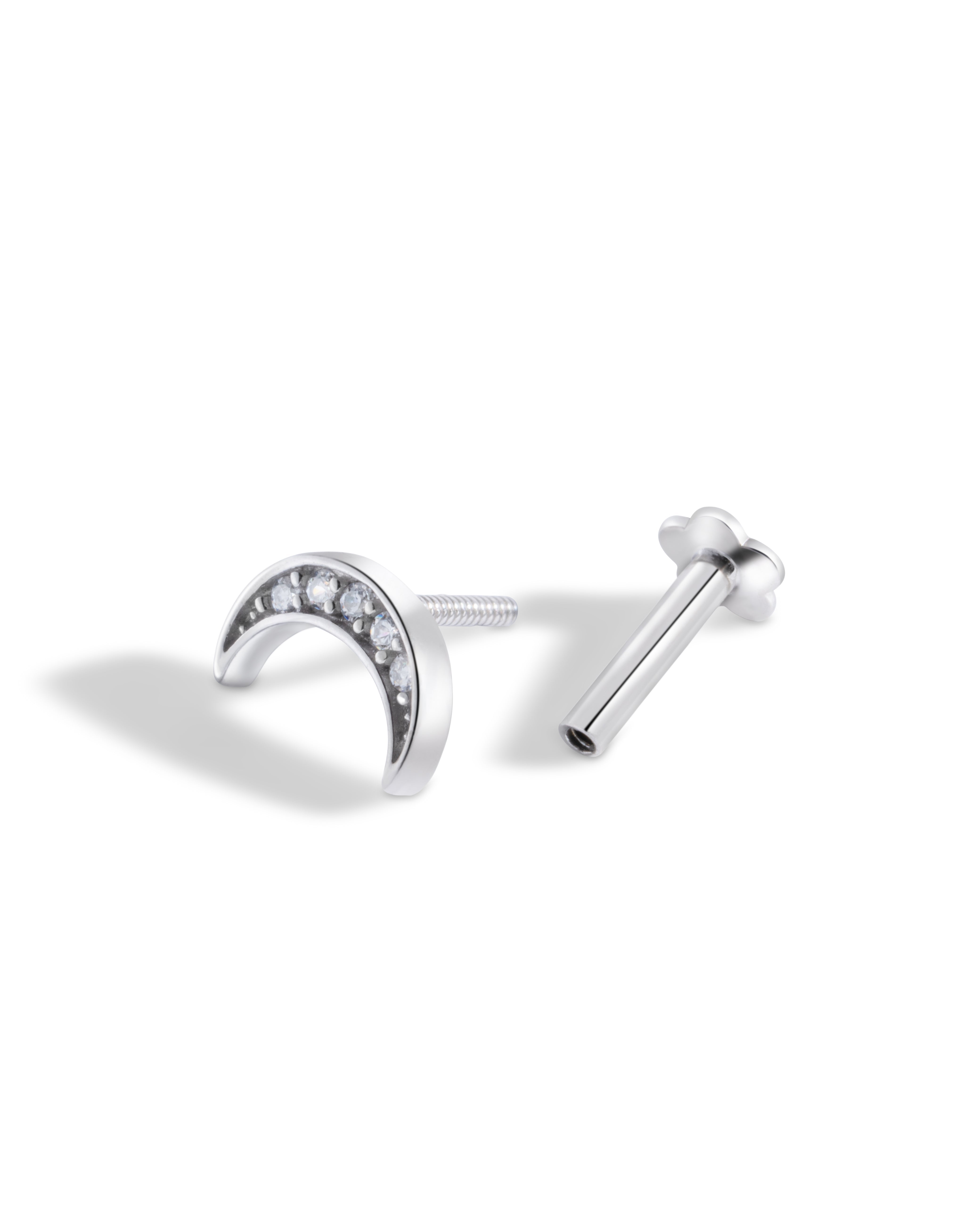 Crescent moon - Flat Back Screw Stud - South Screw