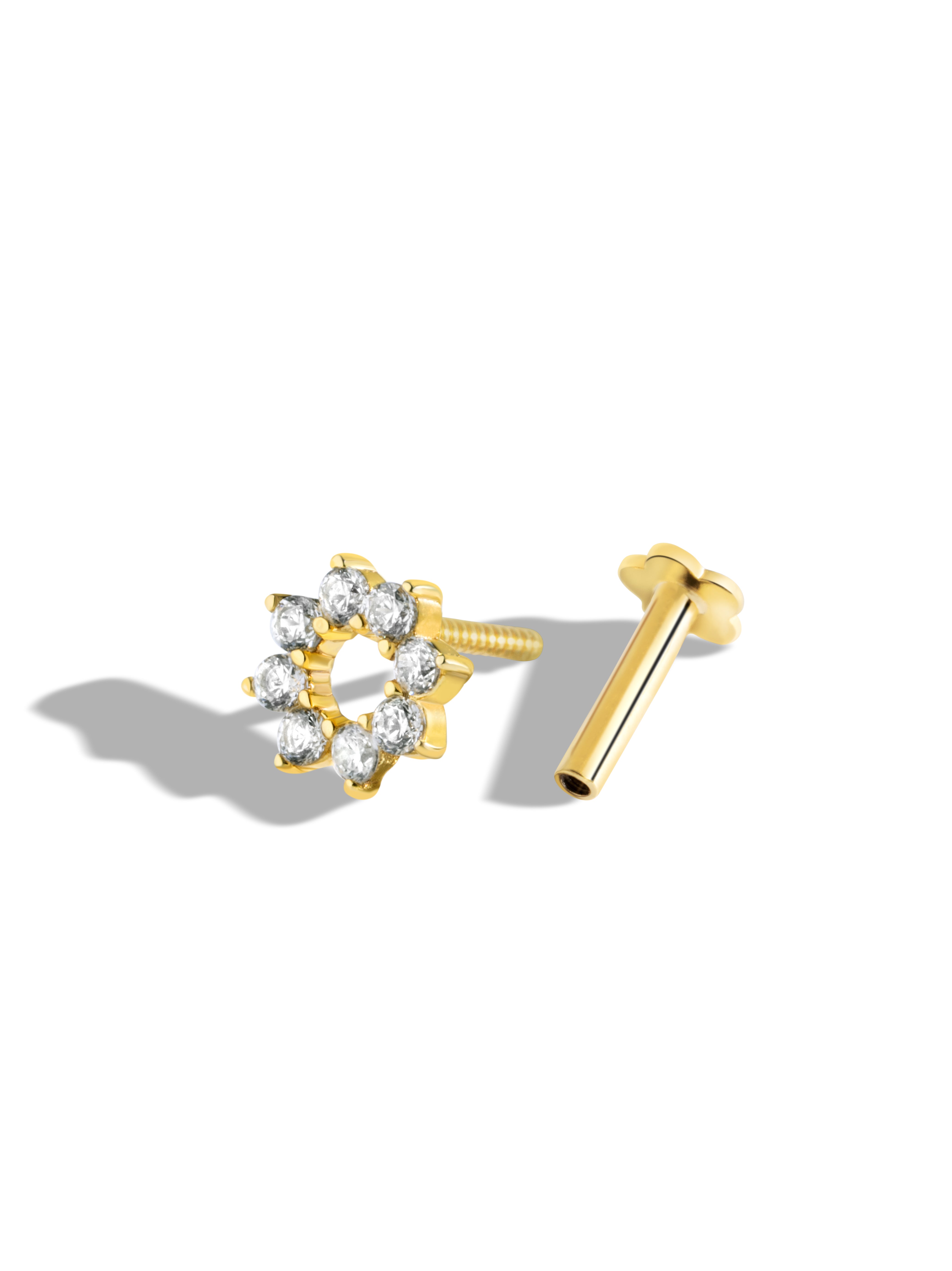 Dazzle Lilly  - Flat Back Screw Stud - South Screws - 18K Gold Plated