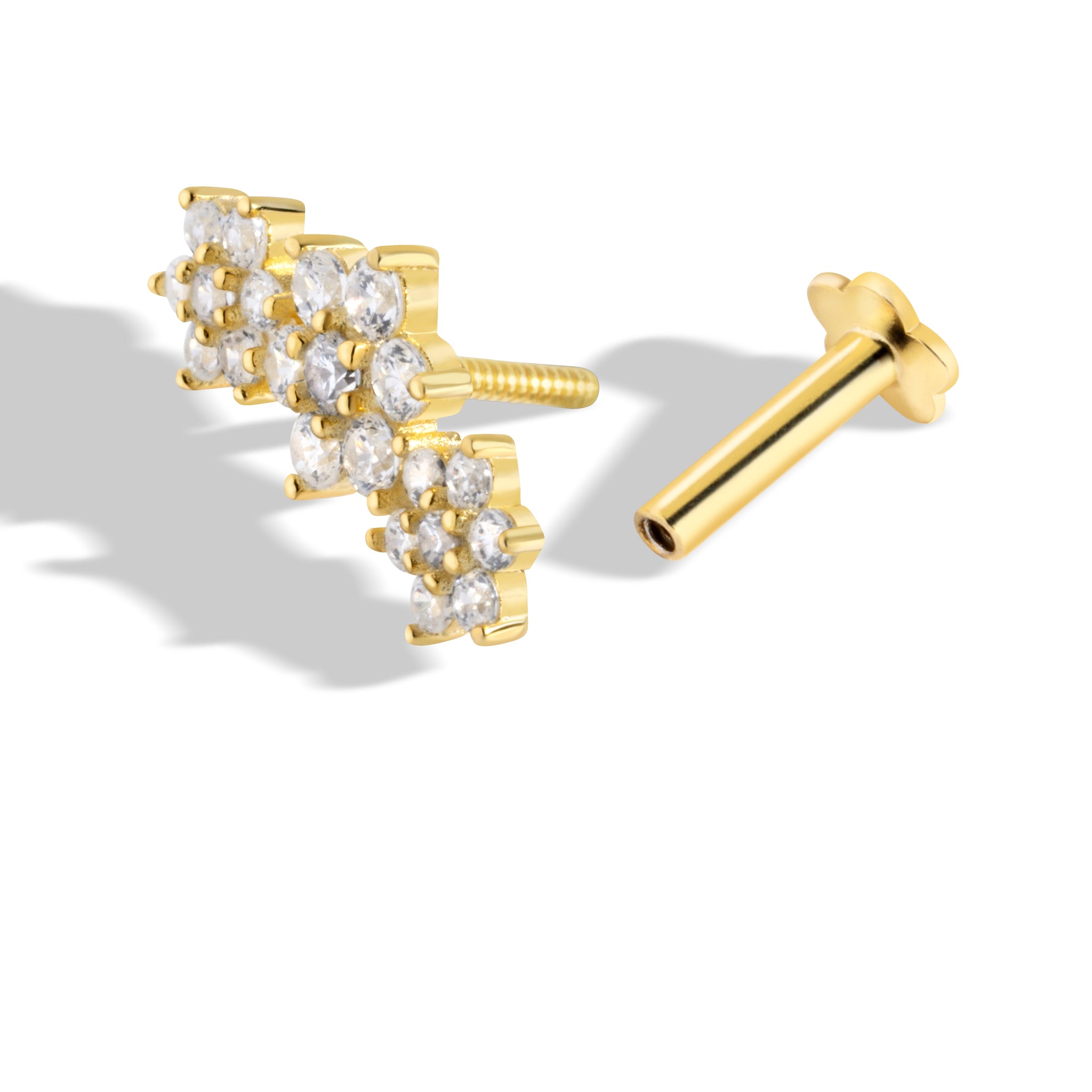 Garland Climber Flat Back Screw Stud Earrings