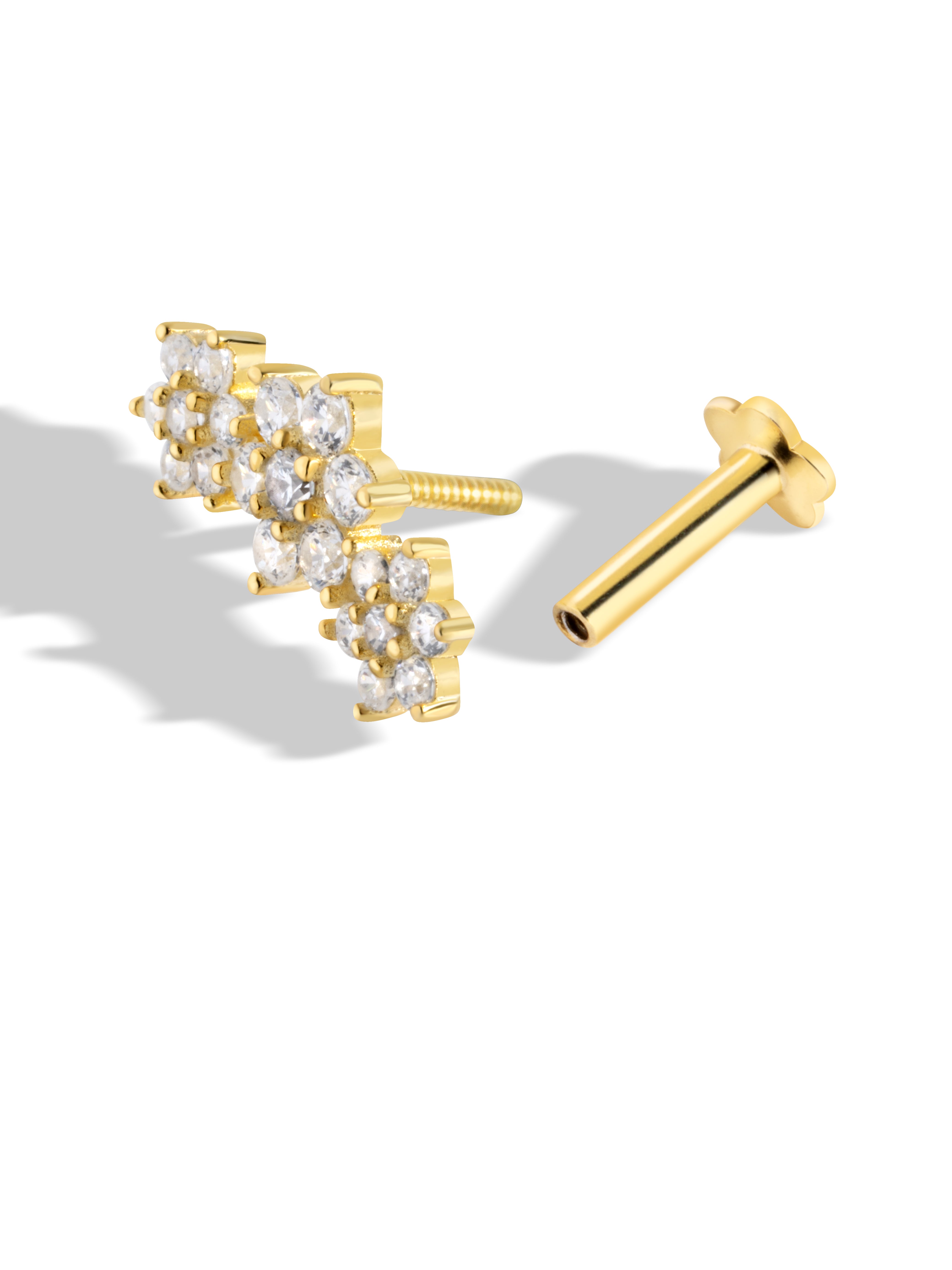 Garland Climber - Flat Back Screw Stud - South Screw - 18K Gold Plated