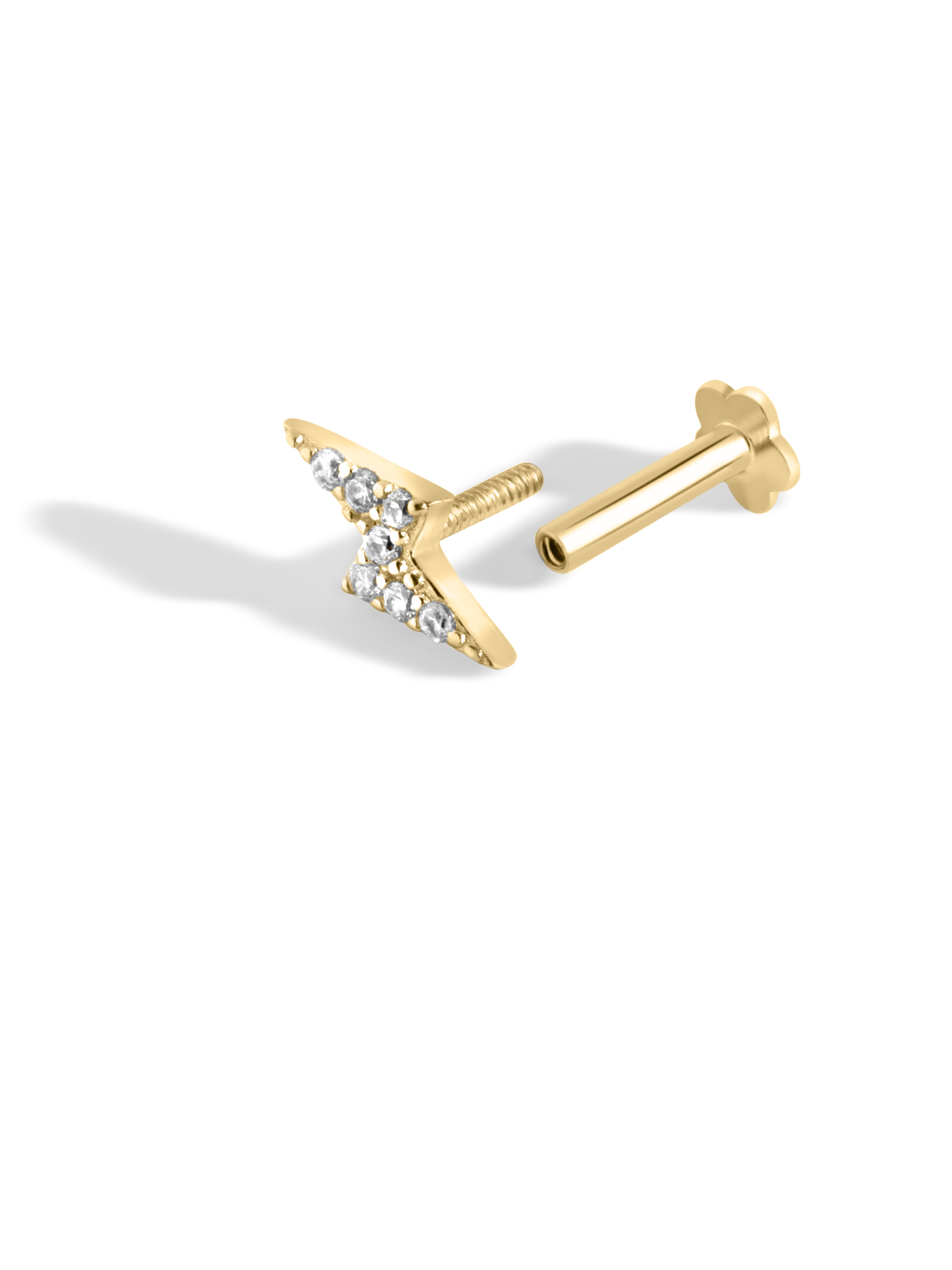 Lightning Thunder - Flat Back Screw Stud - South Screw - 18K Gold Plated