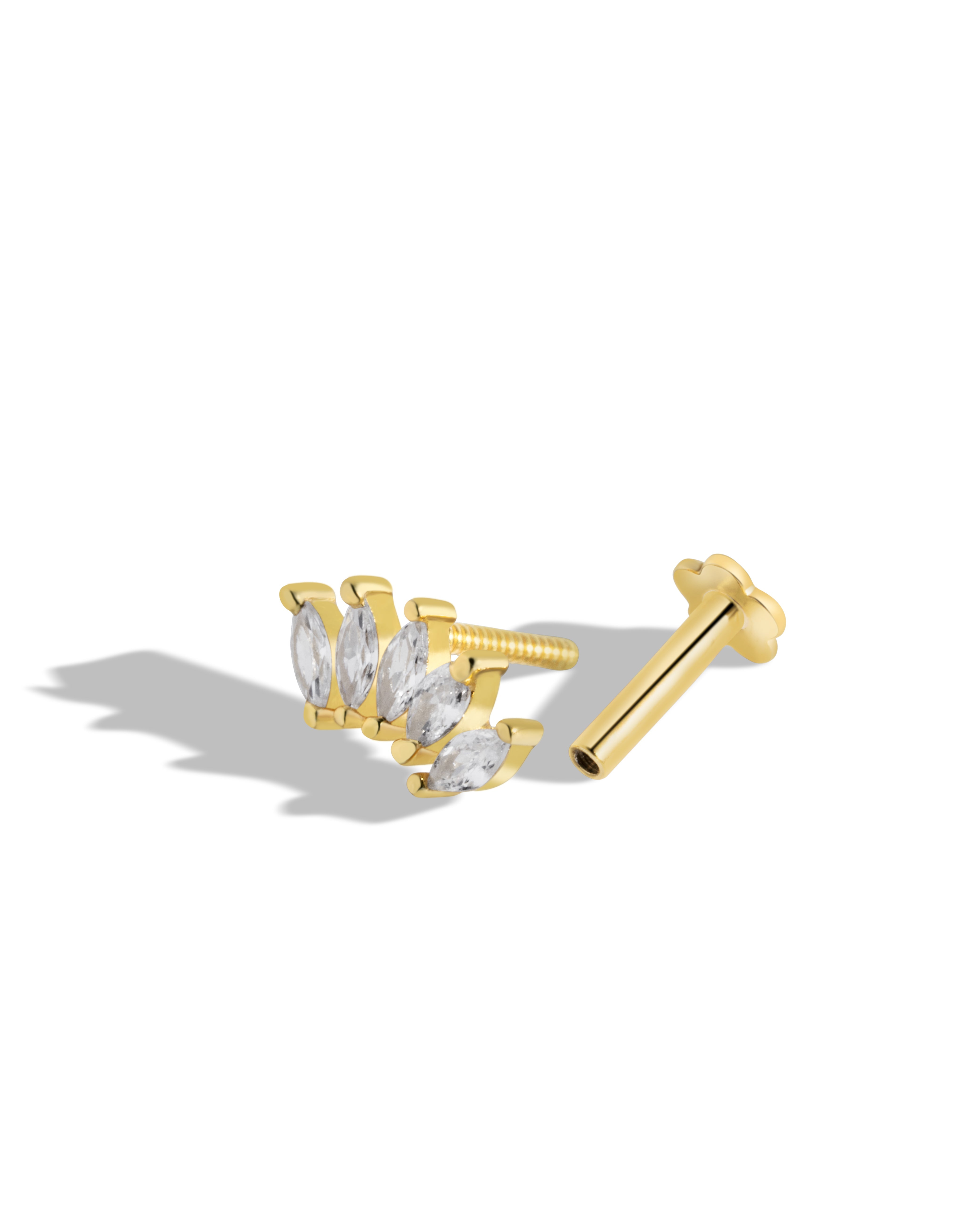 Marquise Crown - Flat Back Screw Stud - South Screws - 18K Gold Plated