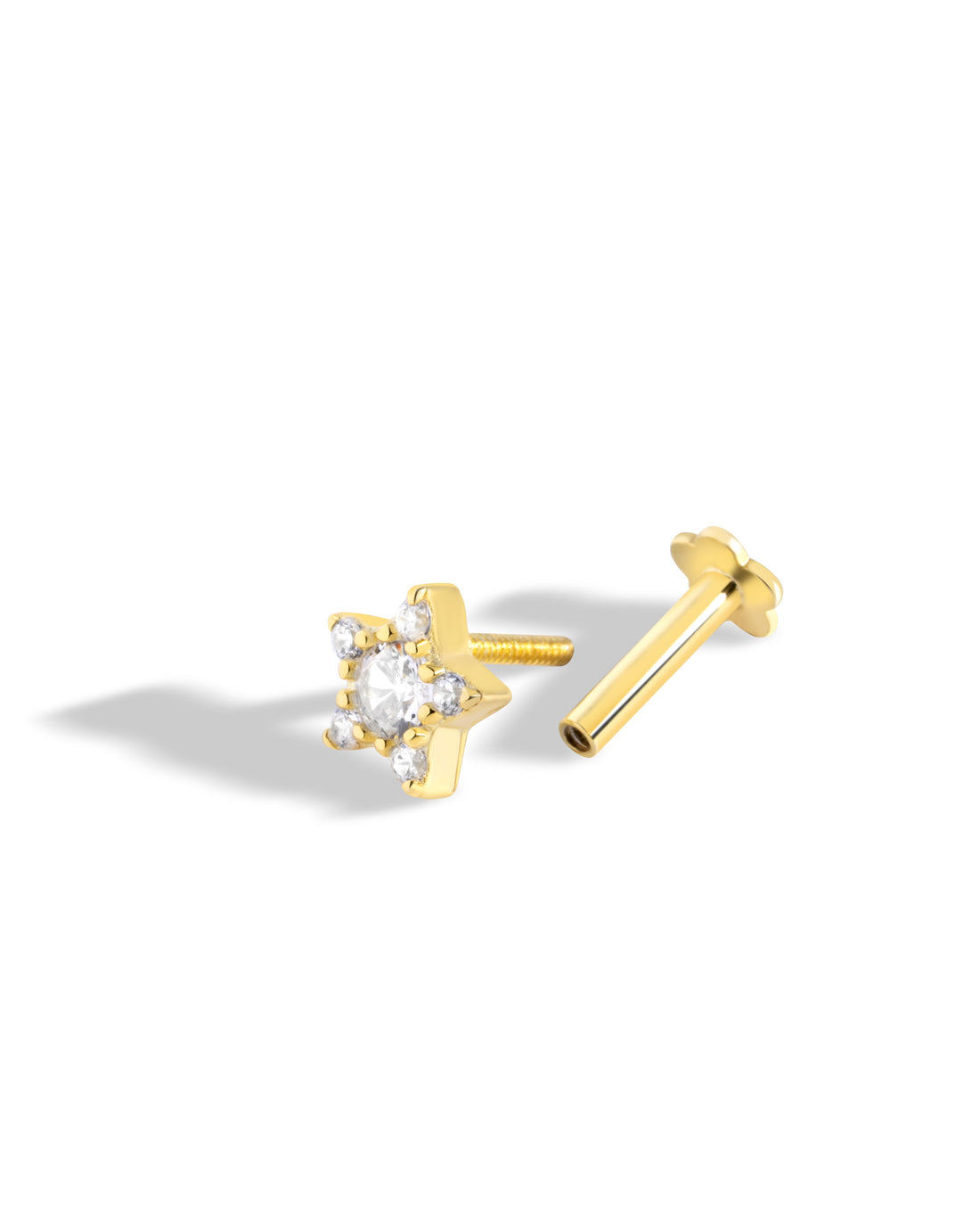 Star Threaded Flat Back Screw Stud Earrings