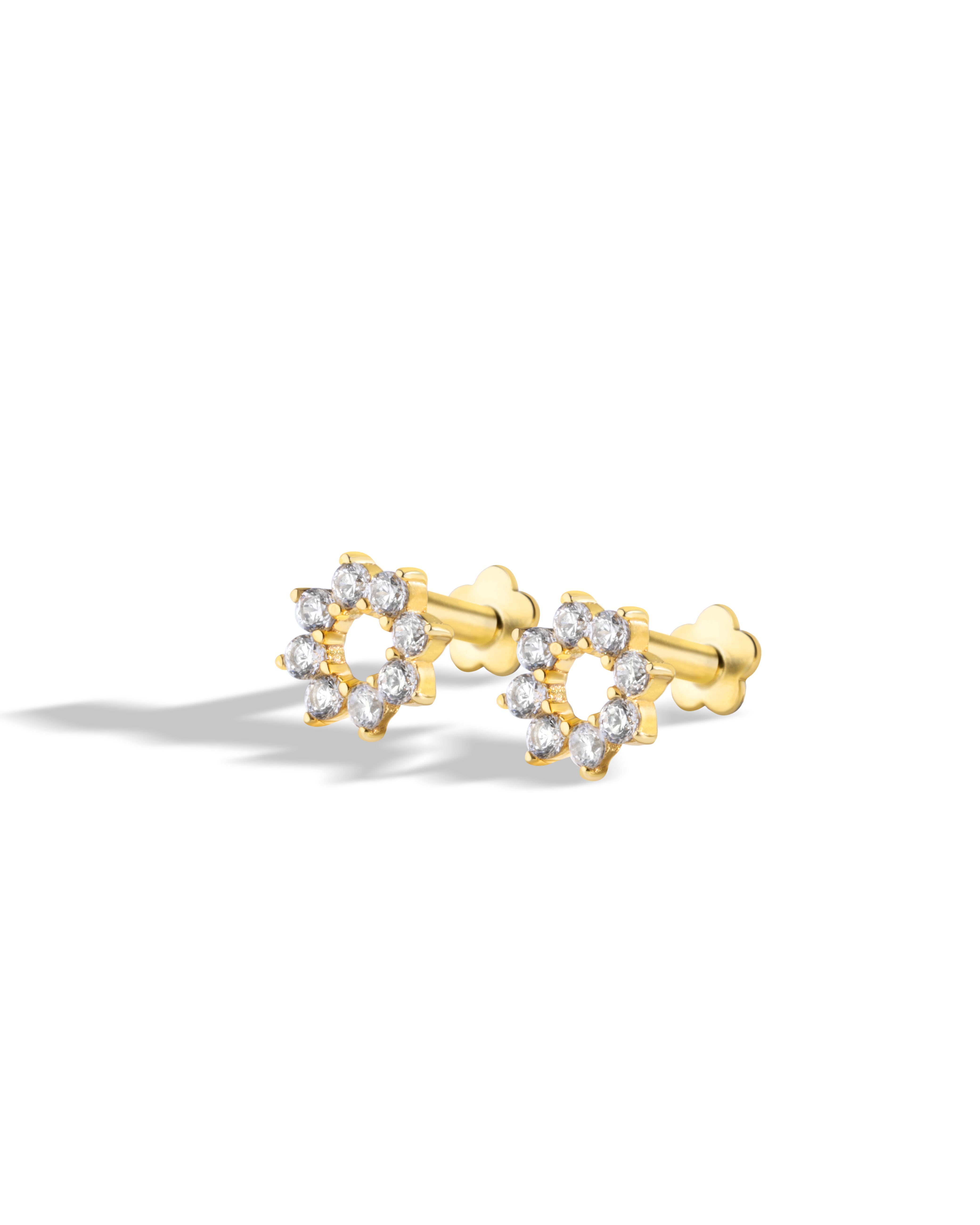 Dazzle Lilly  - Flat Back Screw Stud - South Screws - 18K Gold Plated