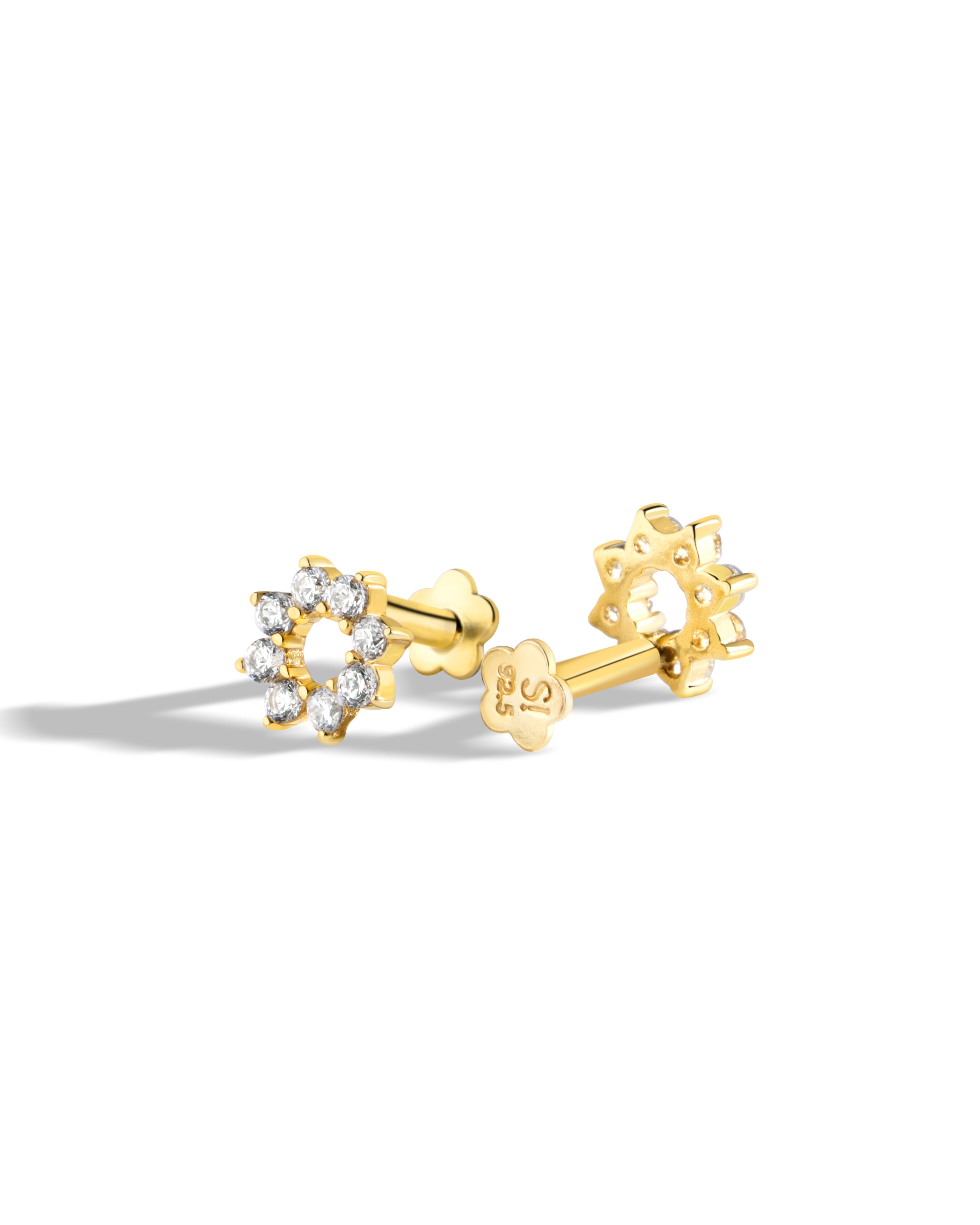 Dazzle Lilly  - Flat Back Screw Stud - South Screws - 18K Gold Plated