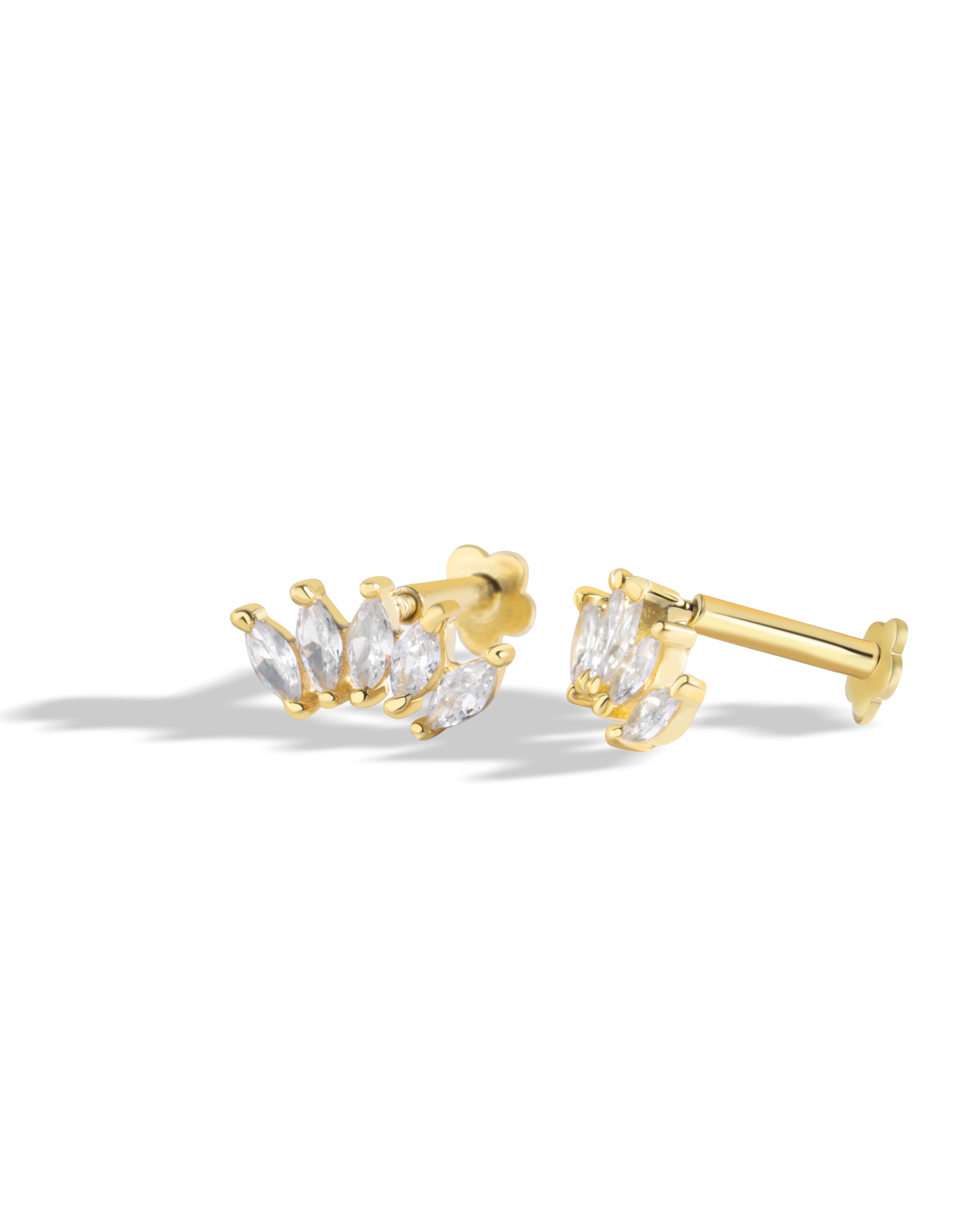 Marquise Crown - Flat Back Screw Stud - South Screws - 18K Gold Plated