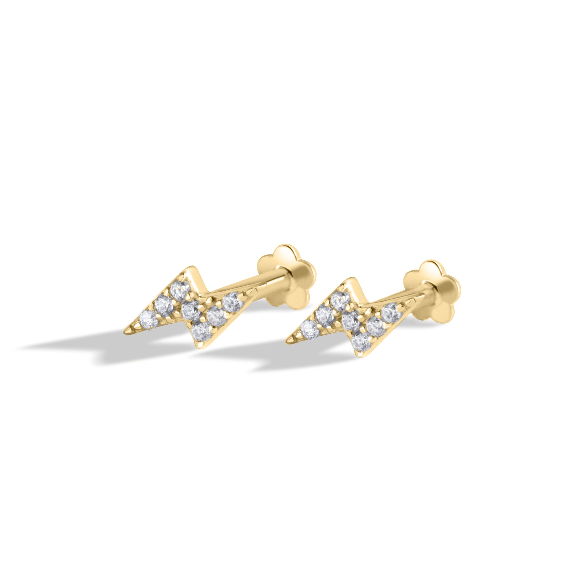 Lightning Thunder Flat Back Screw Stud Earrings