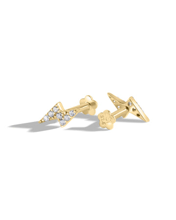 Lightning Thunder Flat Back Screw Stud Earrings
