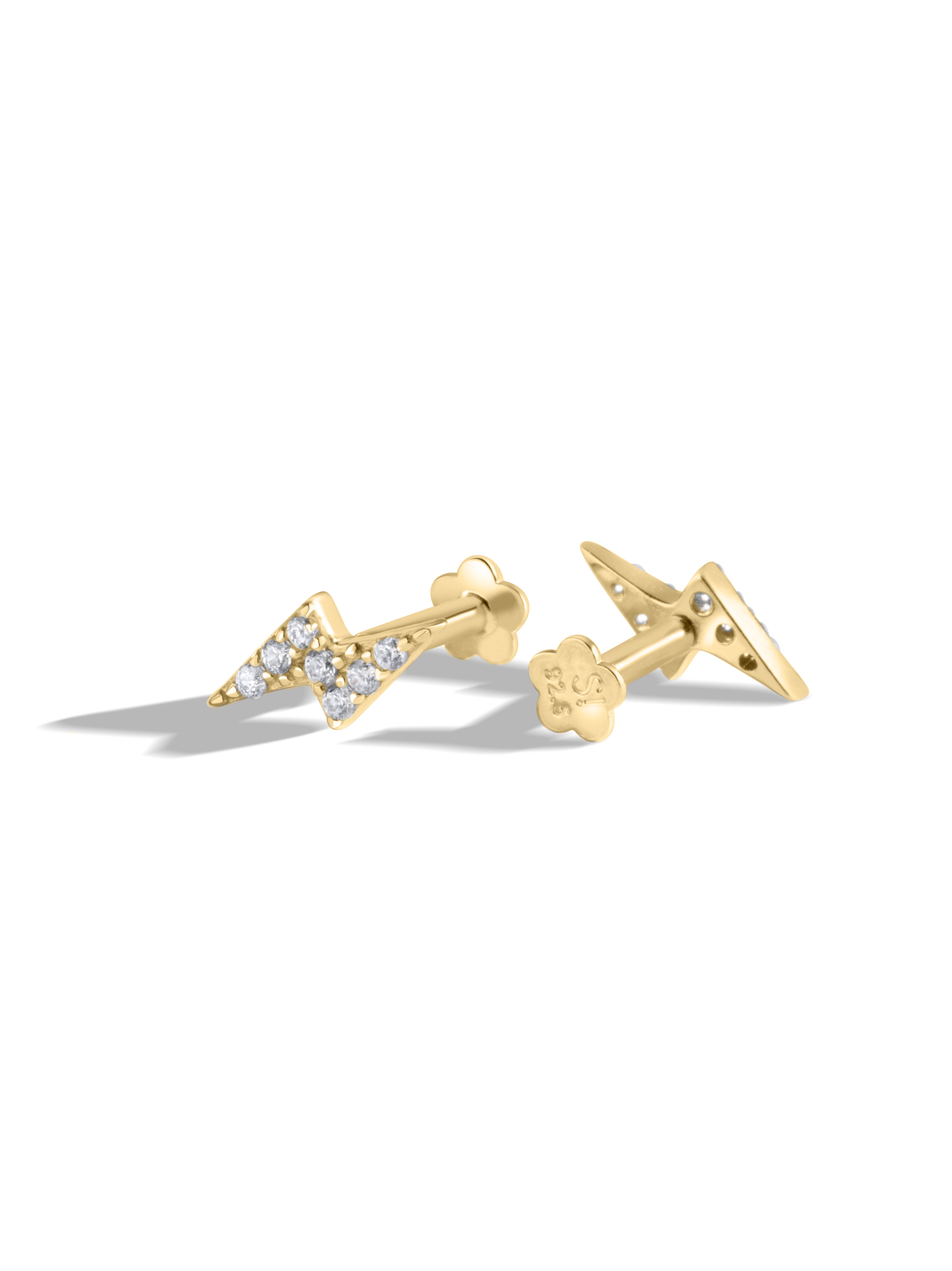 Lightning Thunder - Flat Back Screw Stud - South Screw - 18K Gold Plated