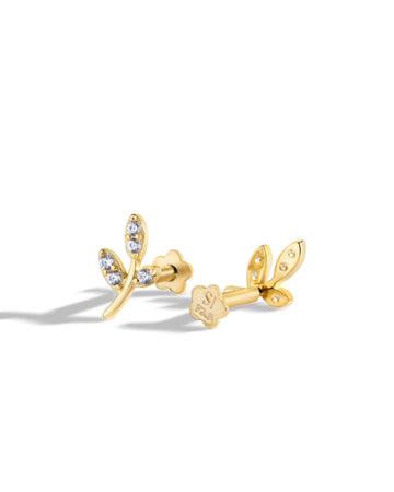 Curvy Leaf Flat Back Screw Stud Earrings