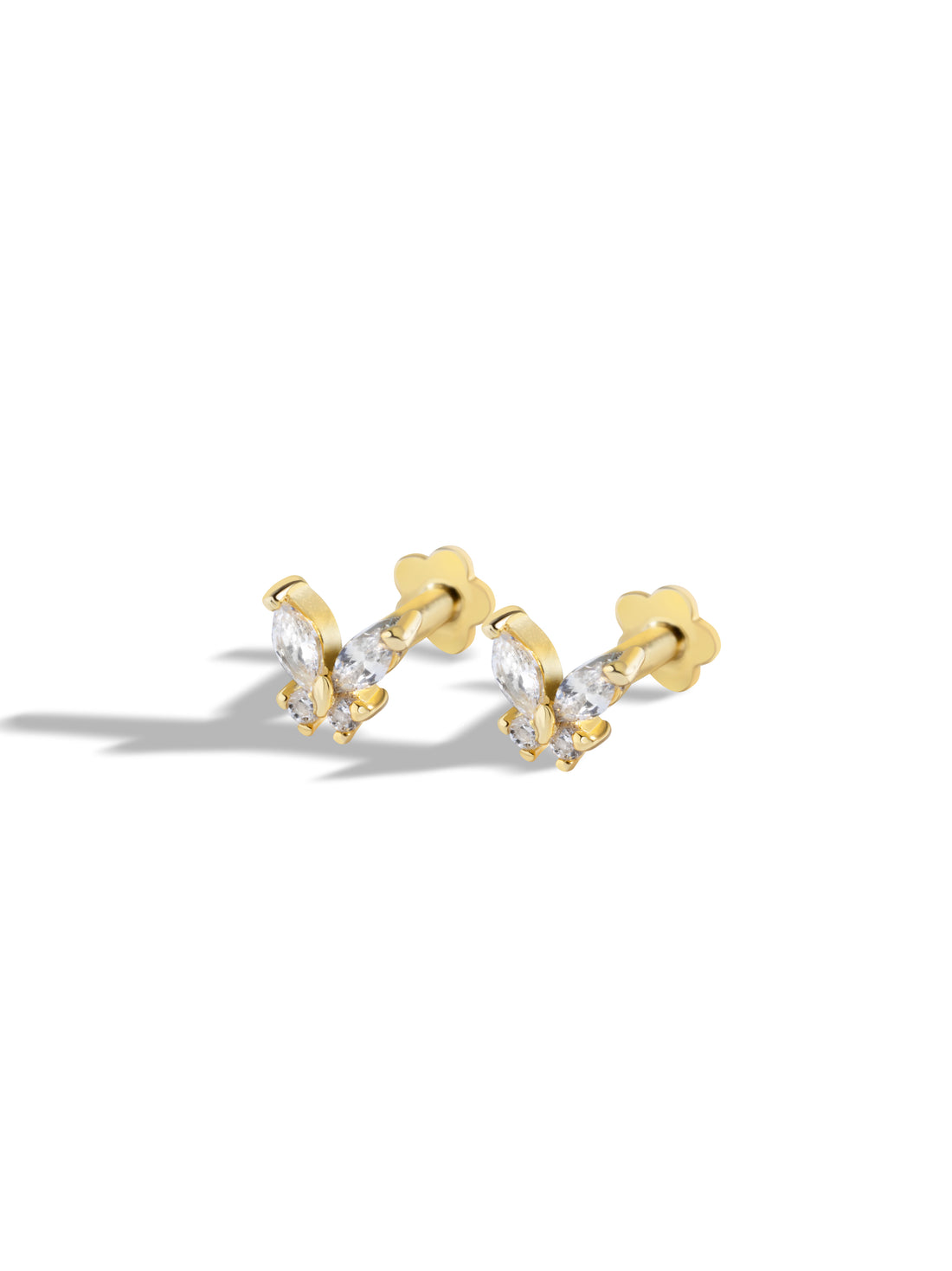 Radiant Butterfly Flat Back Screw Stud Earrings