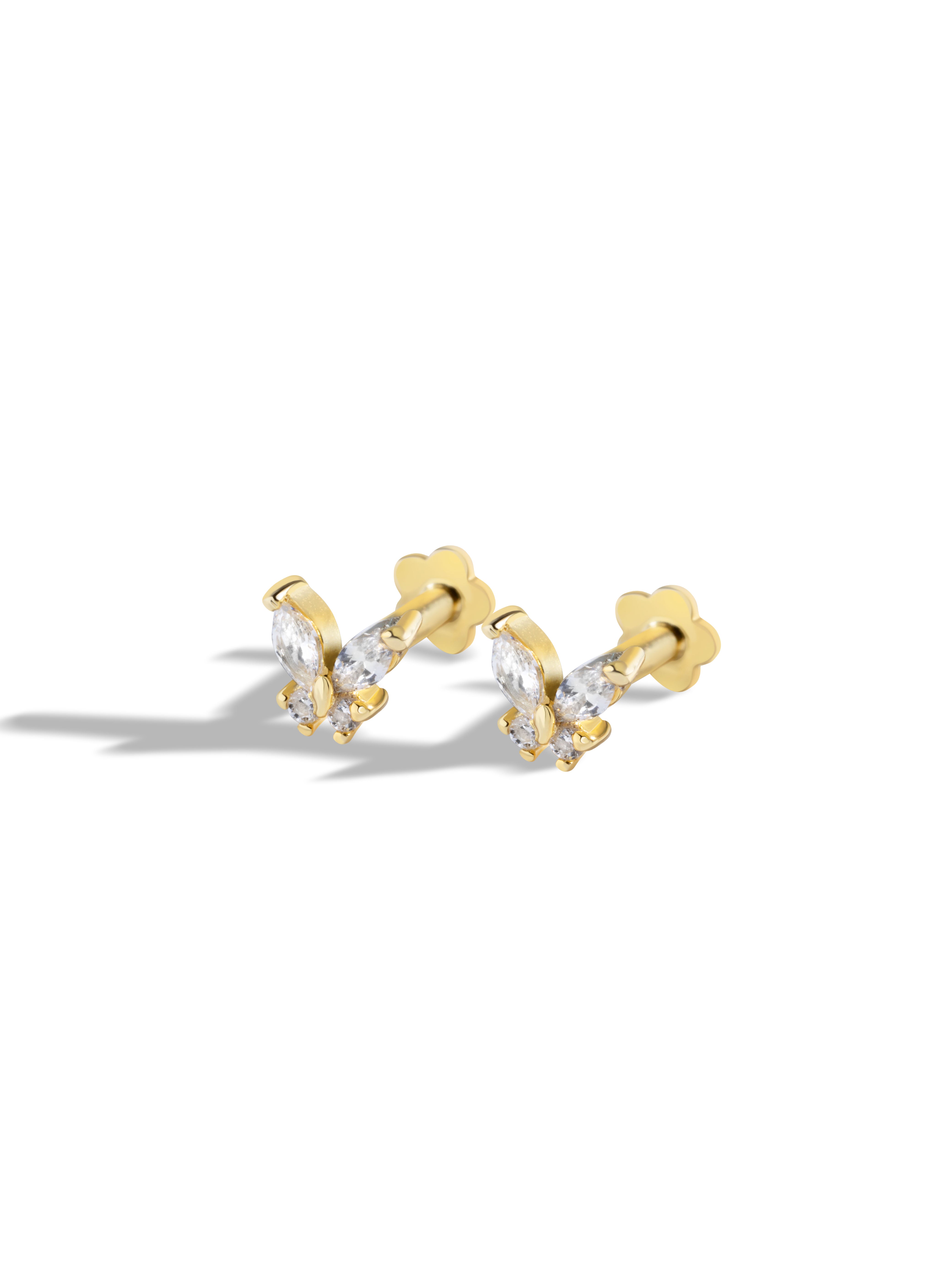 Radiant Butterfly Flat Back Screw Stud Earrings
