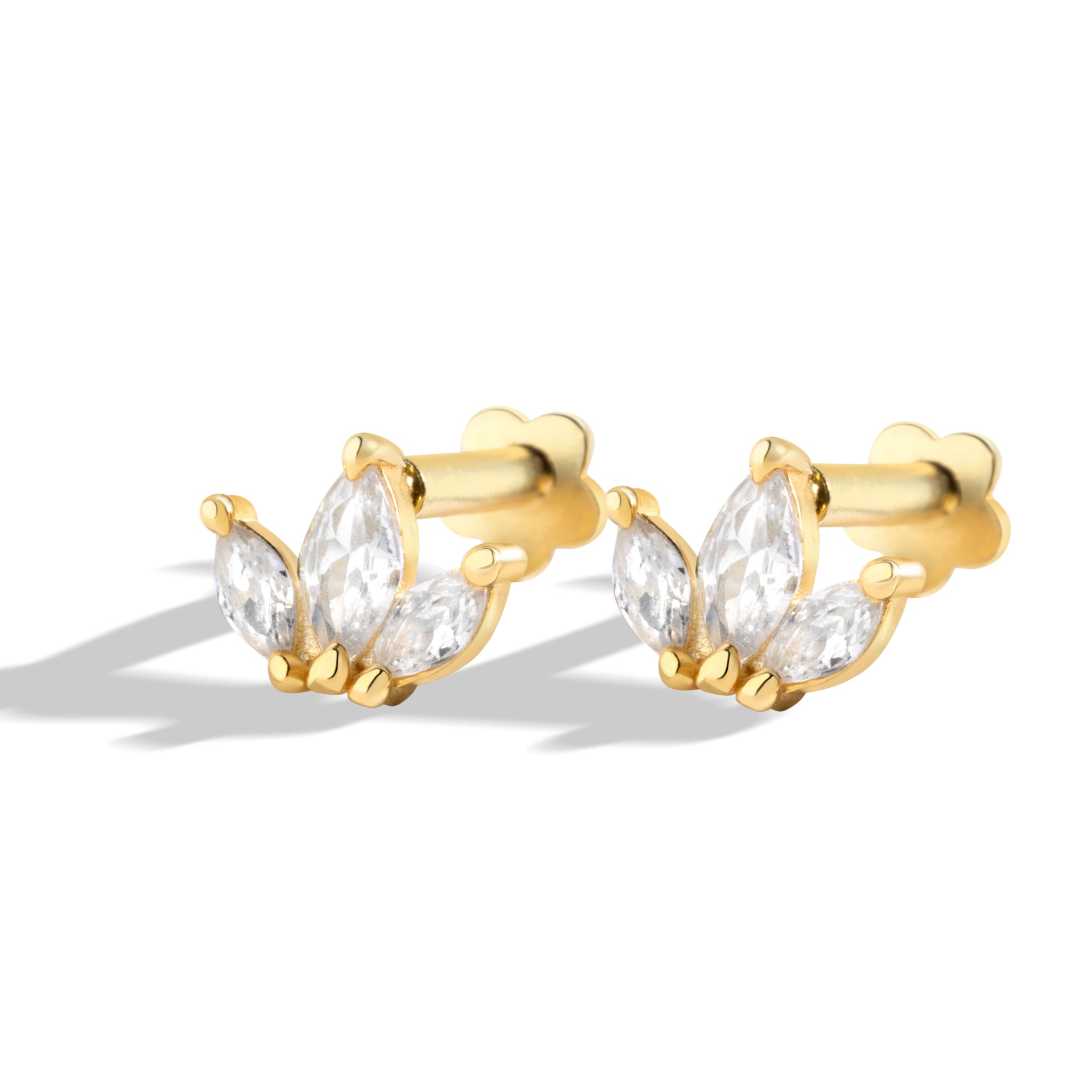 Lotus Flat Back Screw Stud Earrings