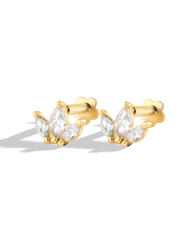 Lotus Flat Back Screw Stud Earrings