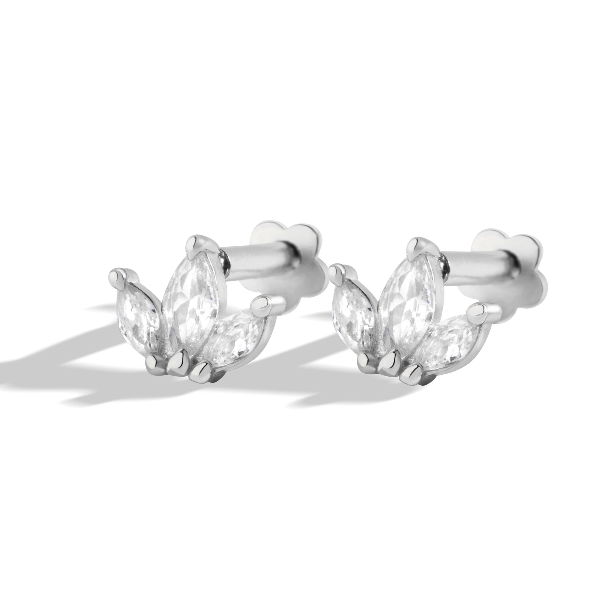 Lotus Flat Back Screw Stud Earrings