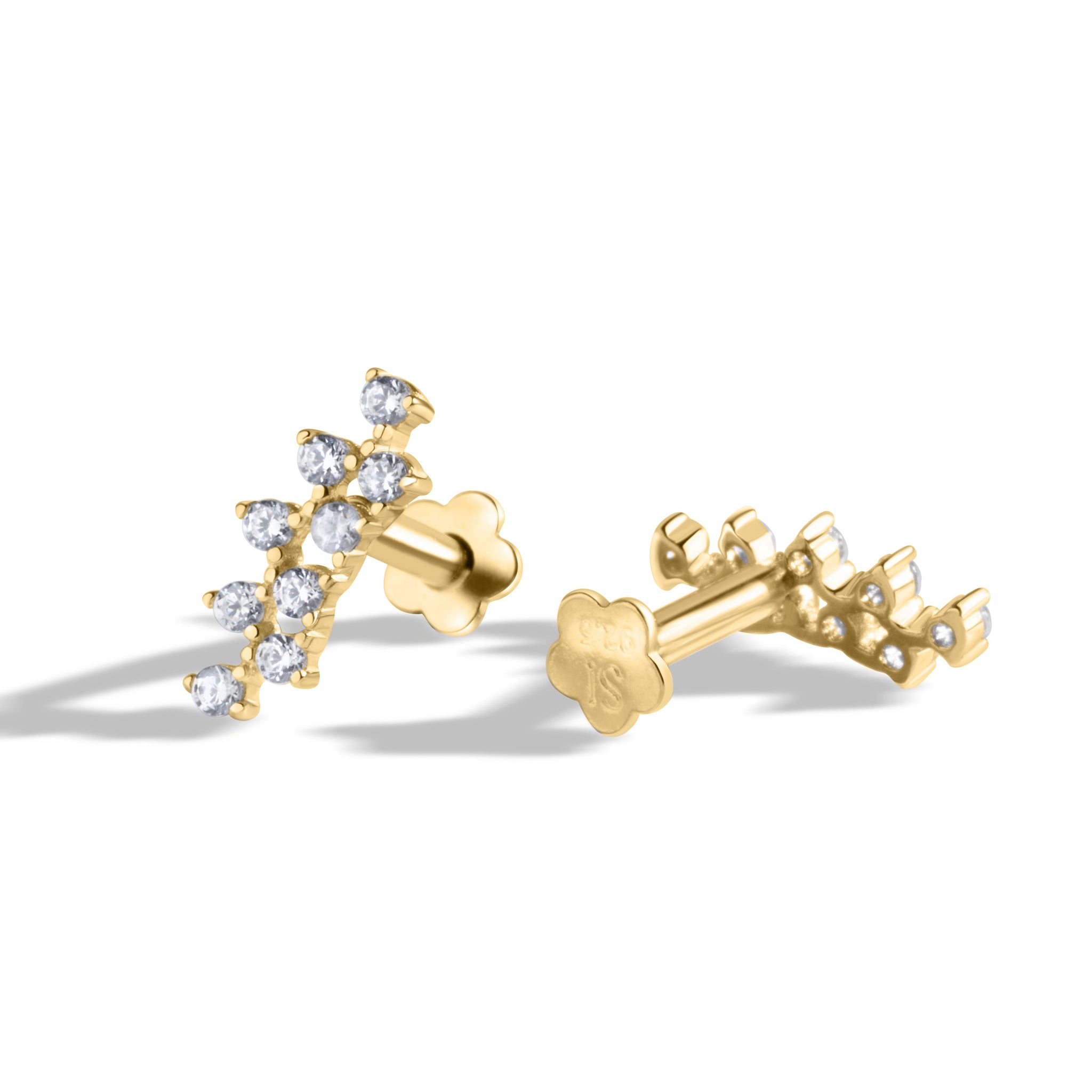 Climber Stud Flat Back Screw Stud Earrings