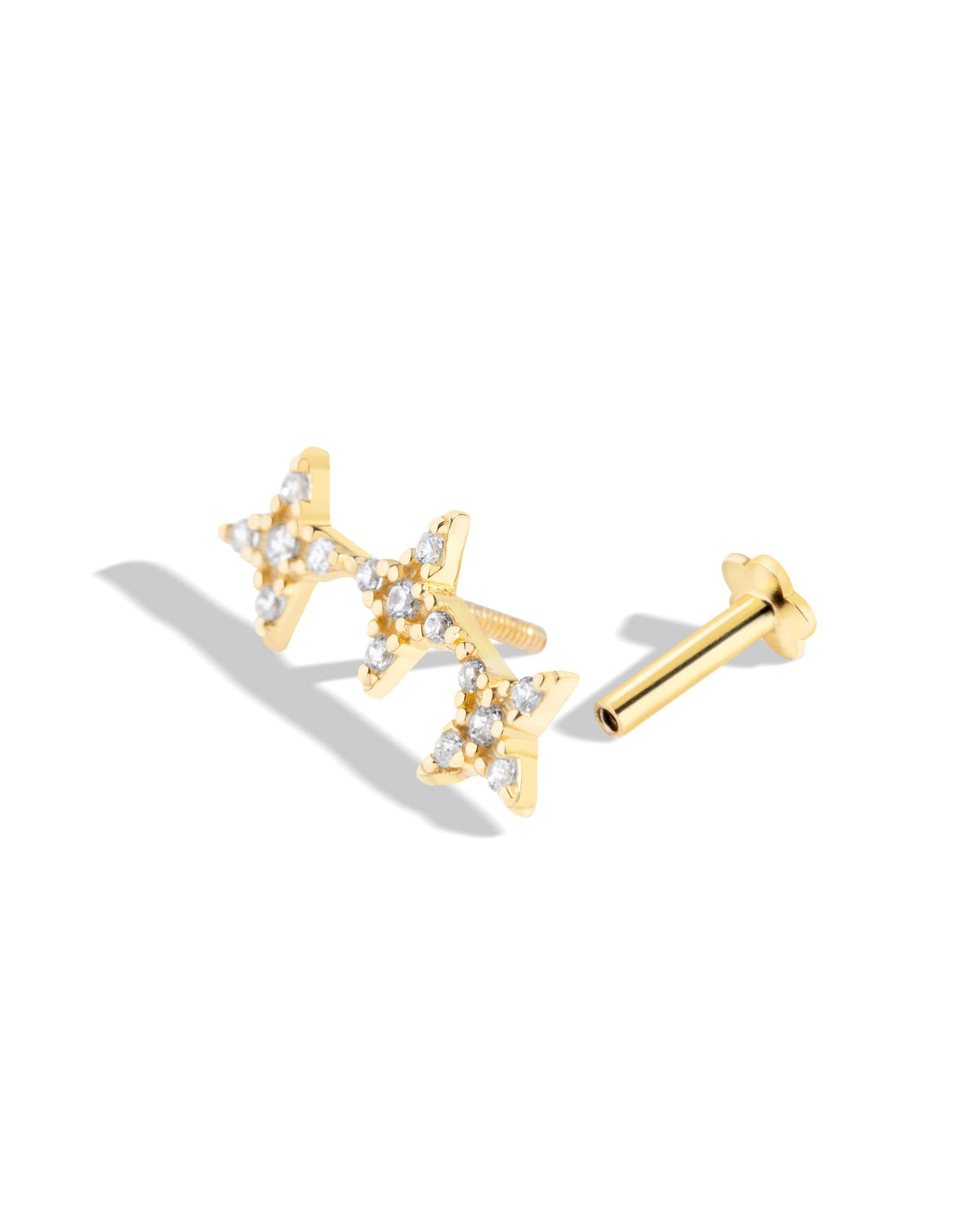 Stardust Trio Stud – 14K Gold Plated Flat Back Studs