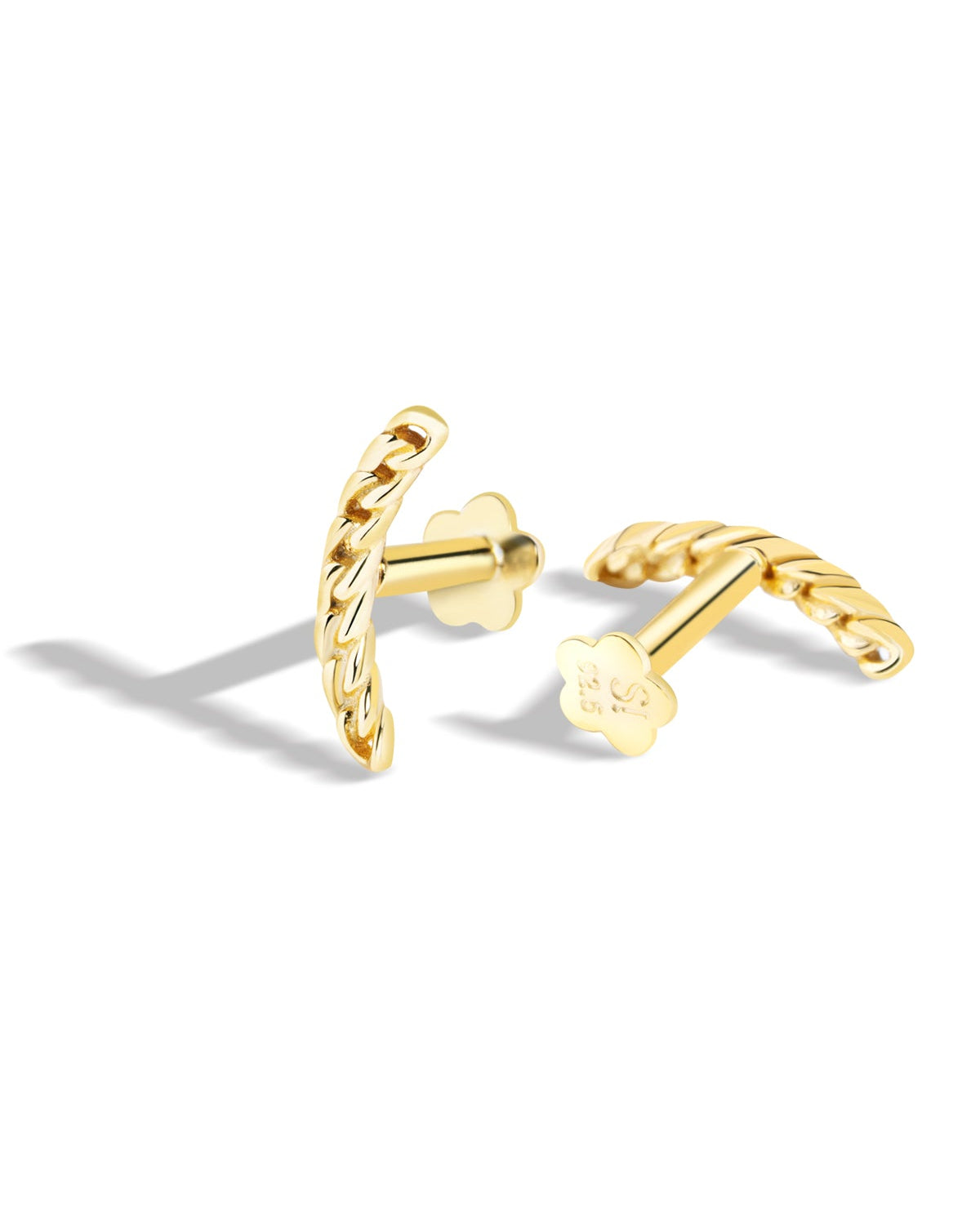 Twist Link Earrings – 14K Gold Plated Flat Back Studs