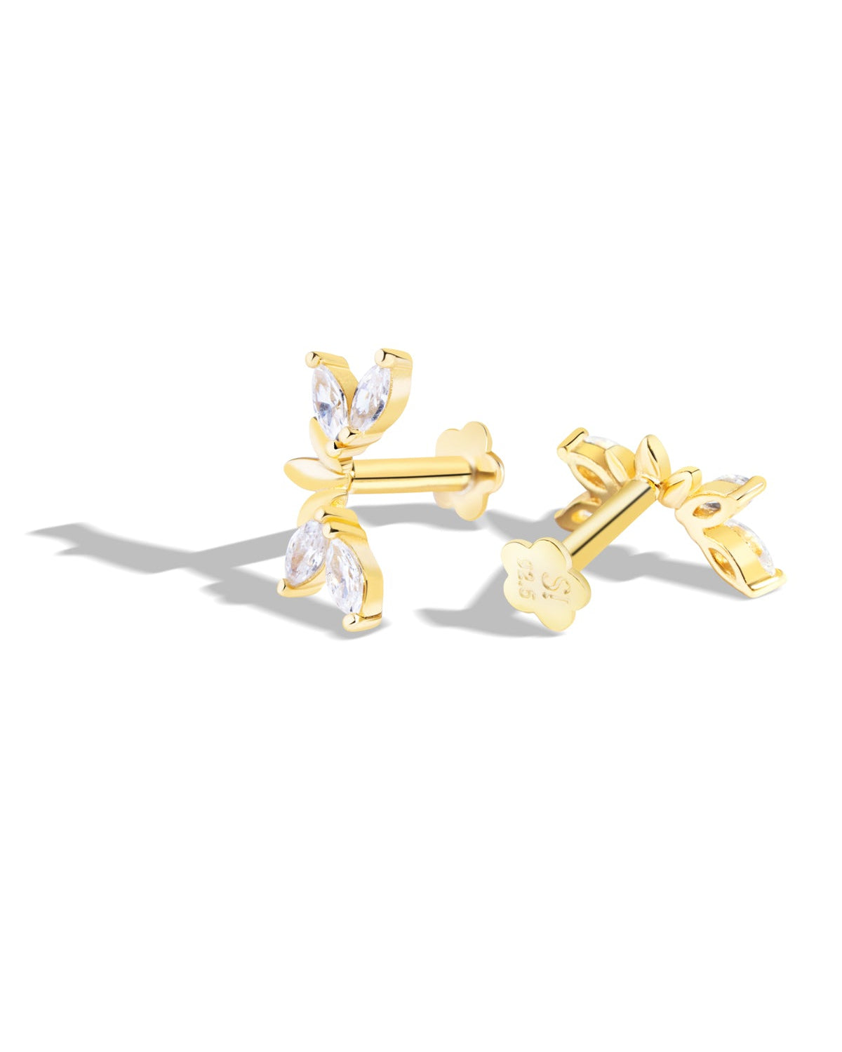 Lumiere Leaf Stud - 14K Gold Plated Earrings
