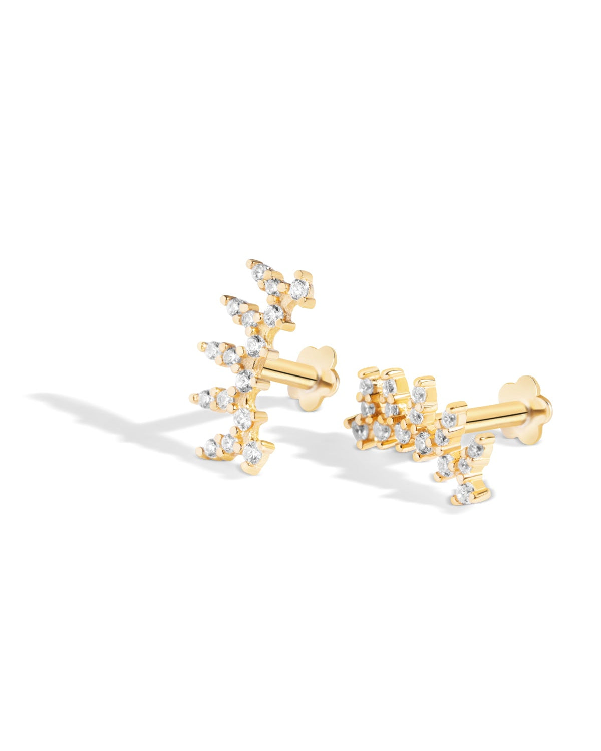 Crown Arc Zircon Stud - 14K Gold Plated Flat Back