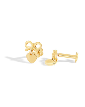 Heartfelt Bow Stud Flat Back Stud Earrings