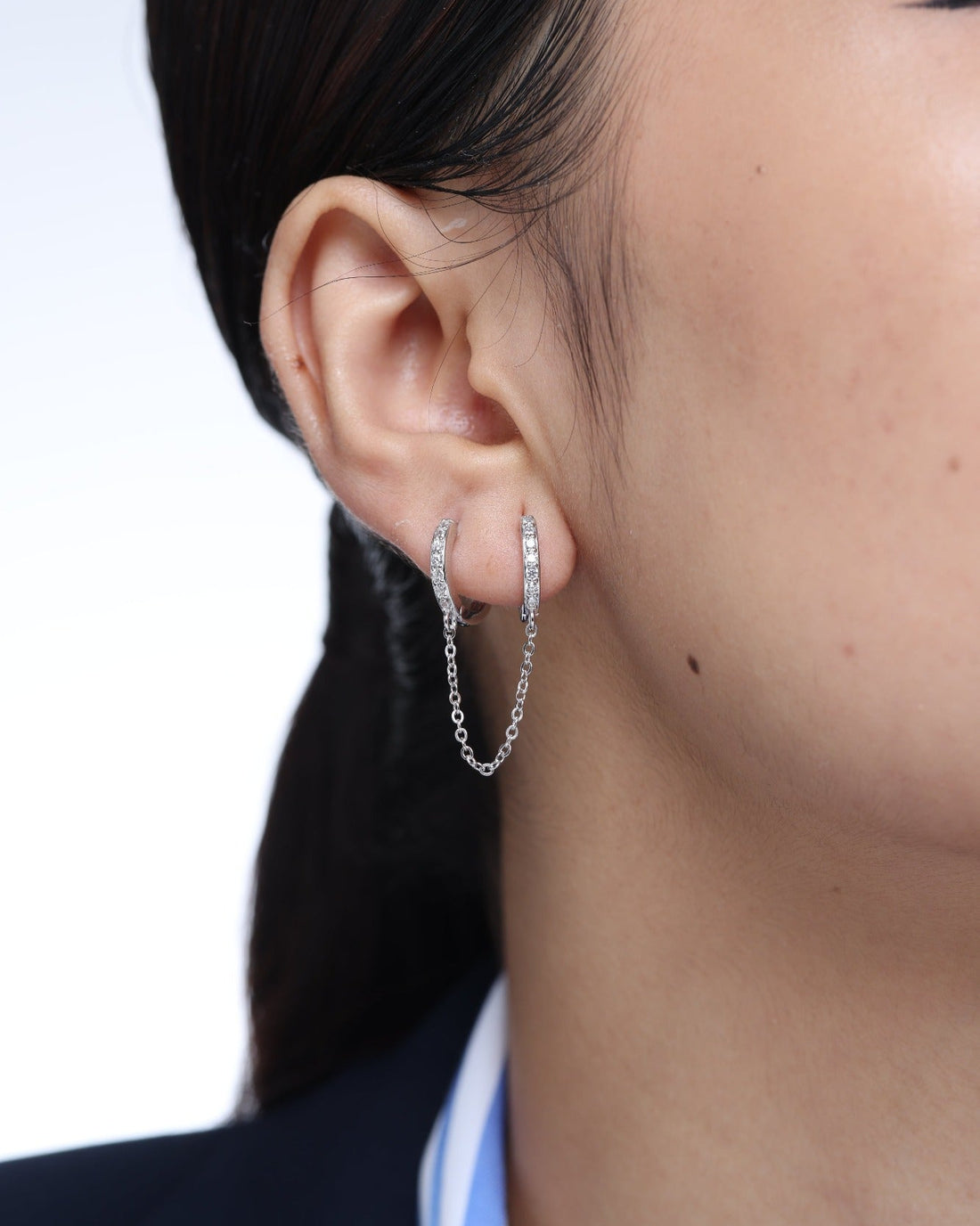 Connecting  Hoop Chain Earrings