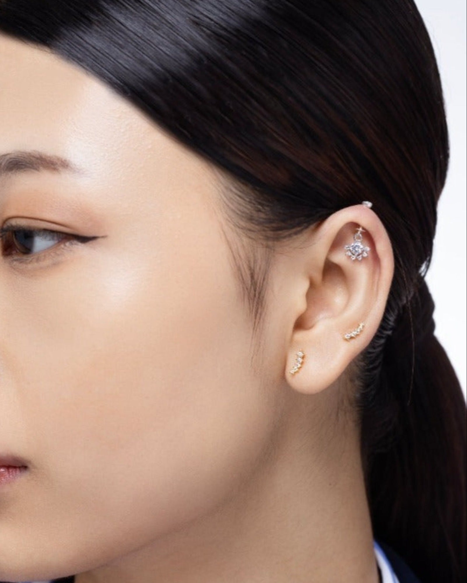 Five stone climber earring Stud - Pair