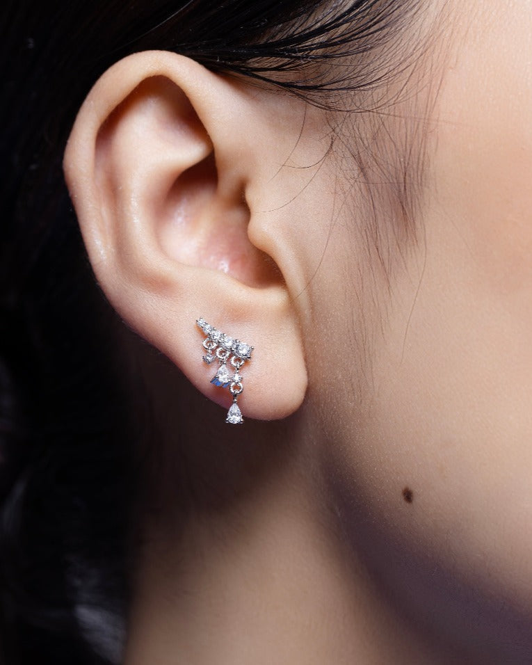 Flowing Stones - A Luxury Climber Stud Earring