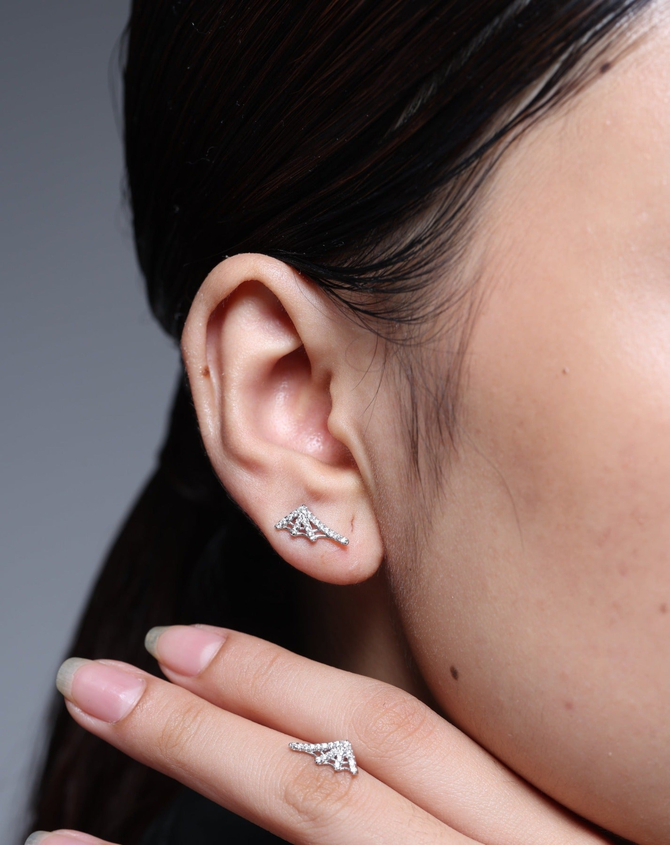 Zirconia web spread stud earring set