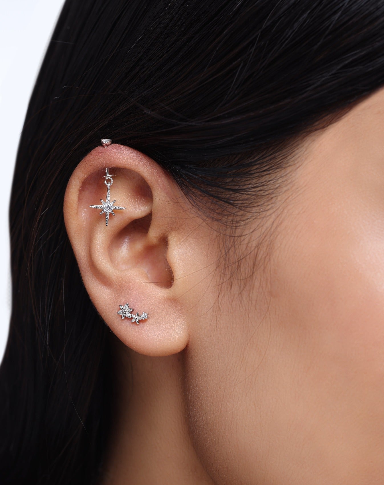 Silver earring for top of ear new arrivals