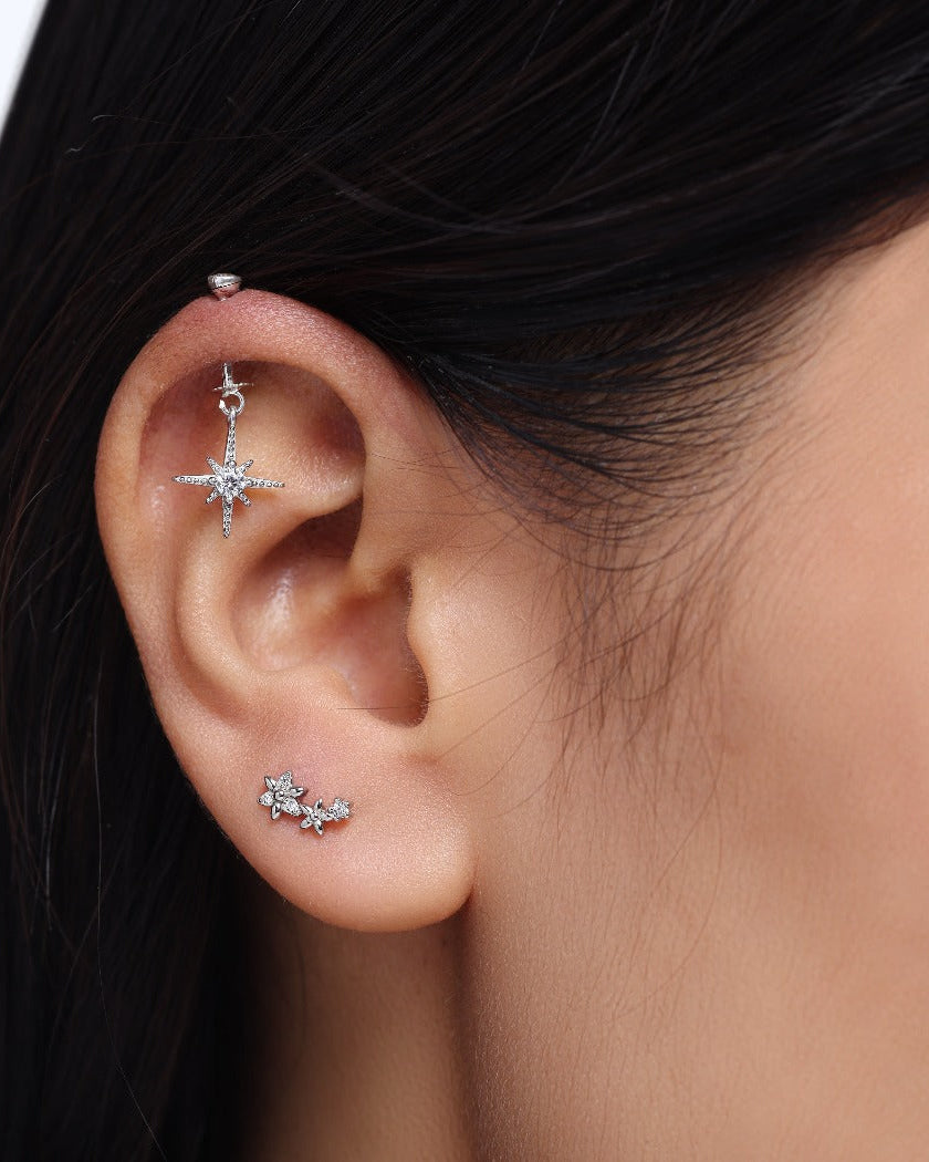 Dainty floral curve stud