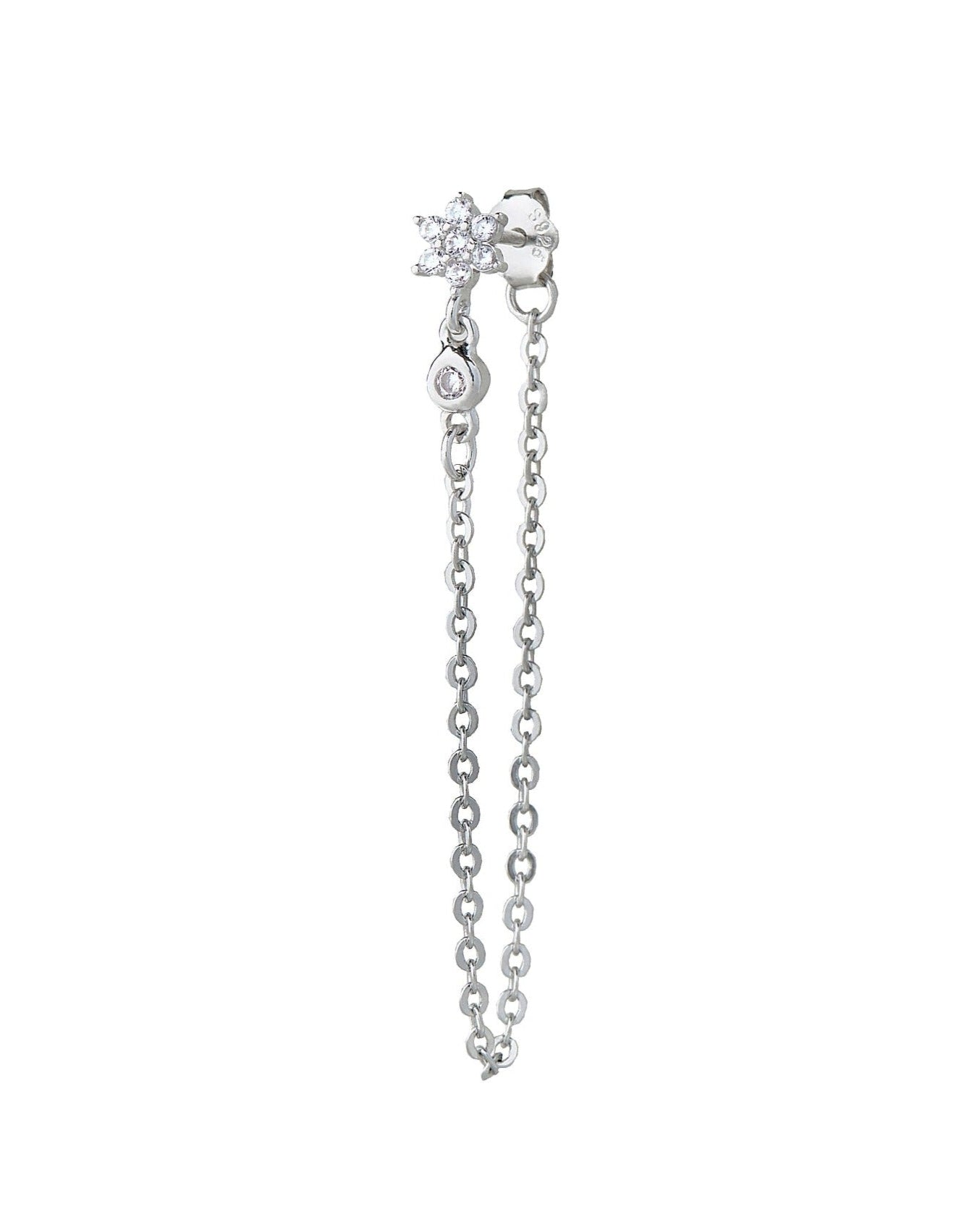 Flower dangler chain earring