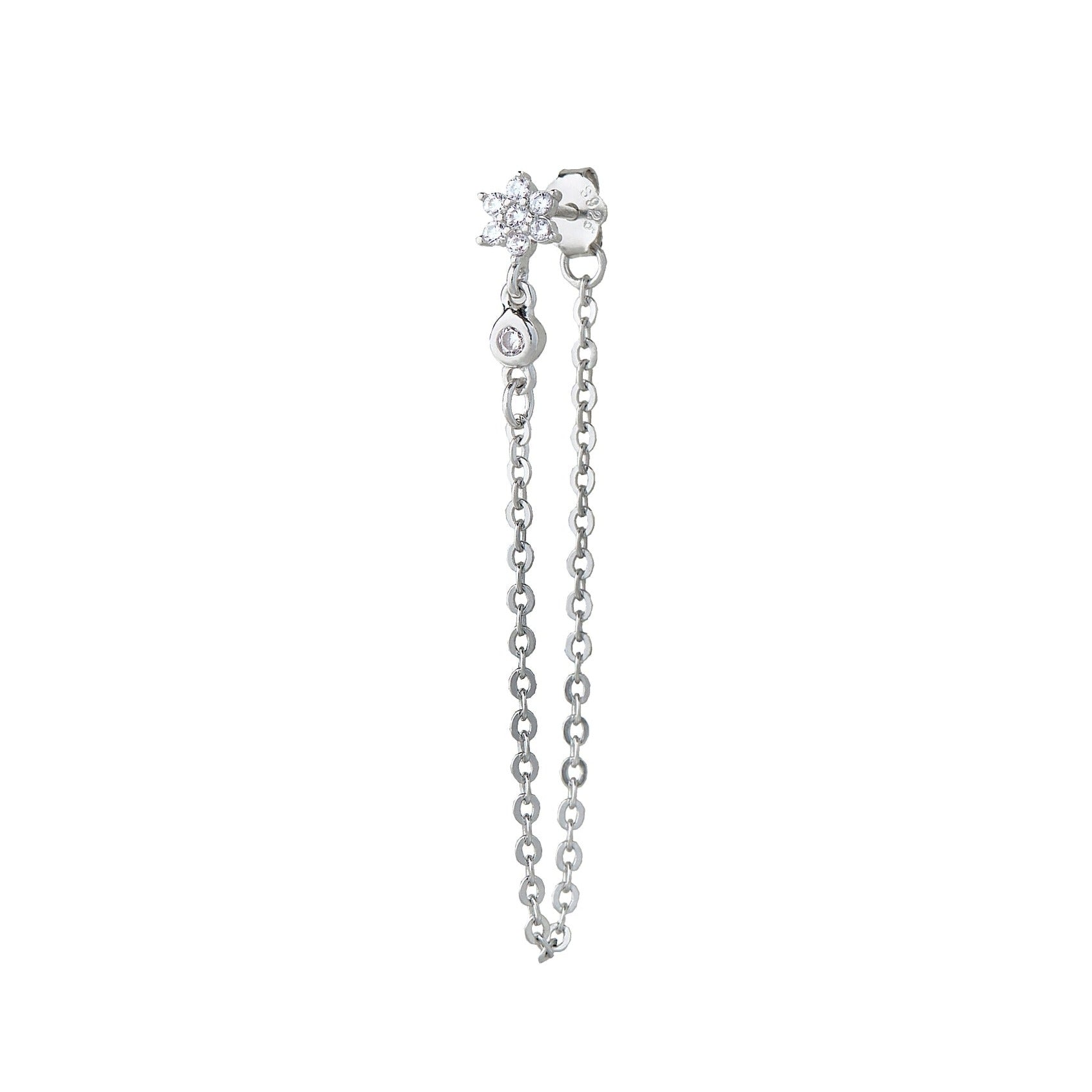Flower dangler chain earring