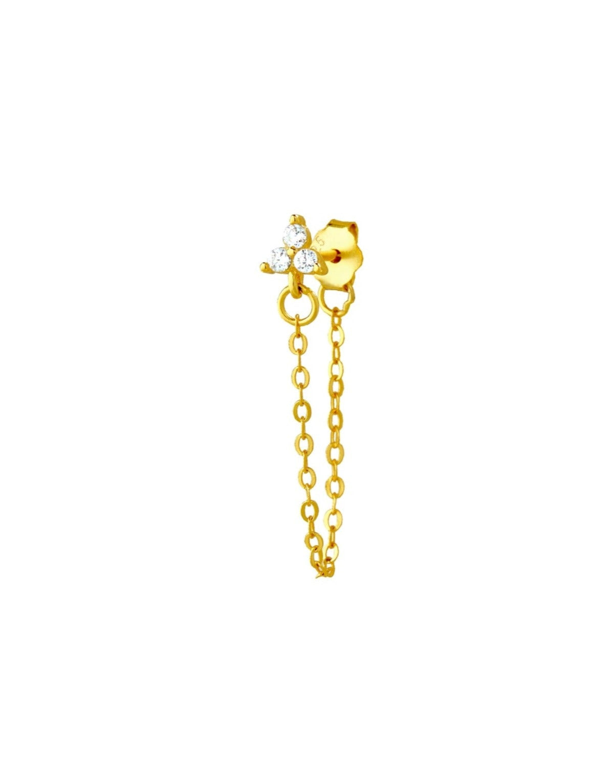 Tri flower chain dangler earring