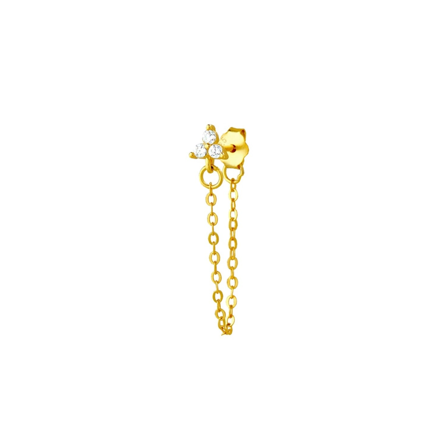 Tri flower chain dangler earring