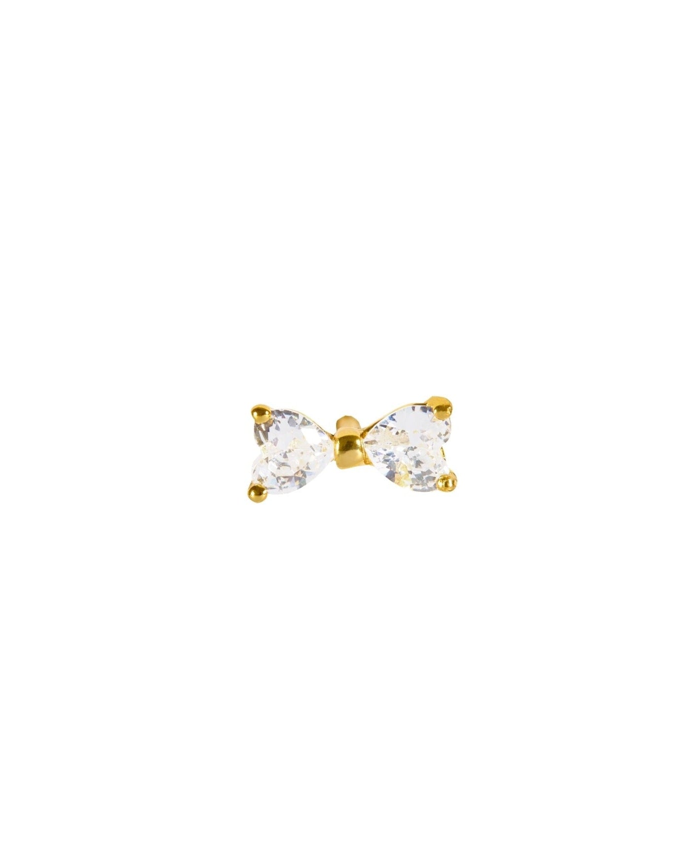 Minimal two stone bow earring stud - Pair