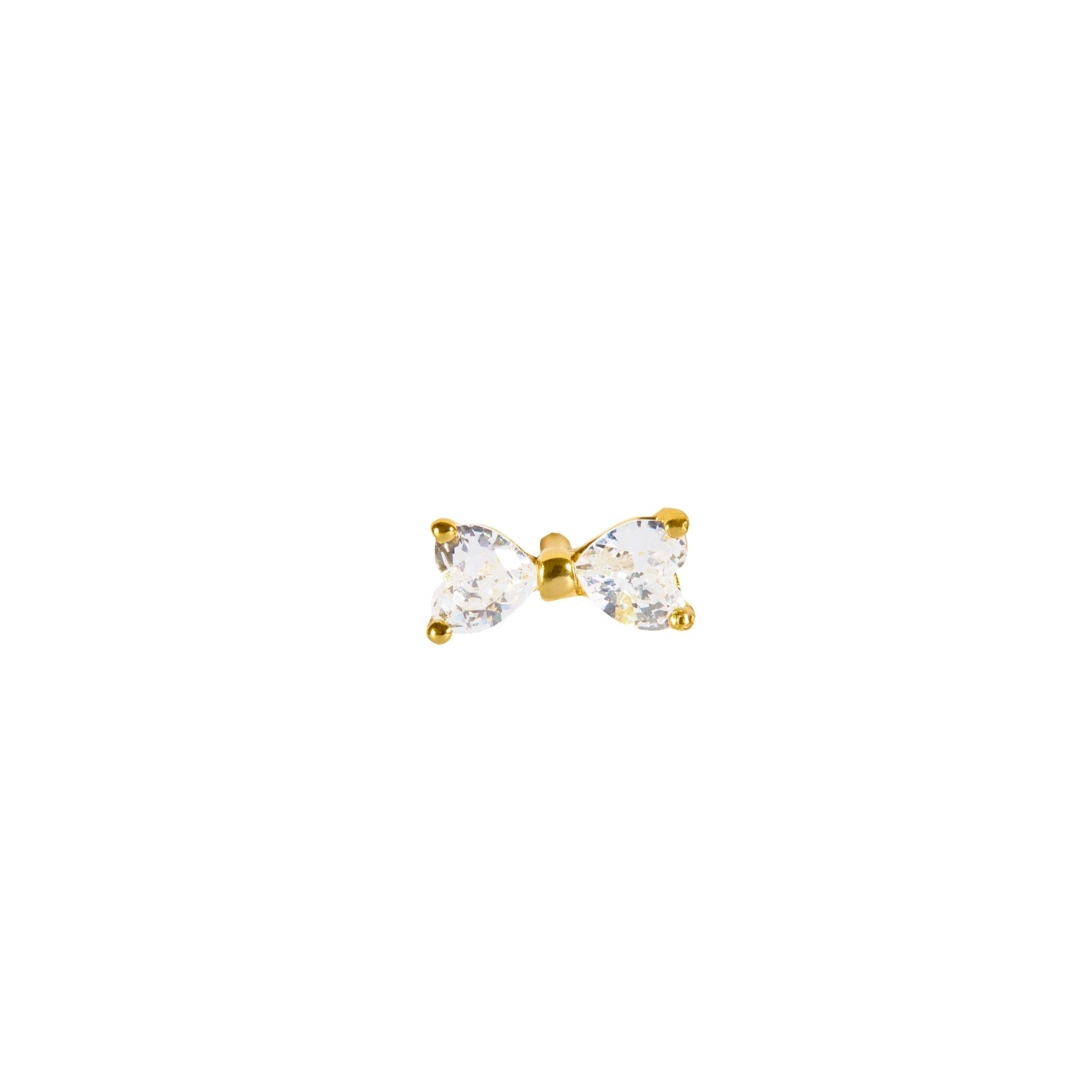 Minimal two stone bow earring stud - Pair