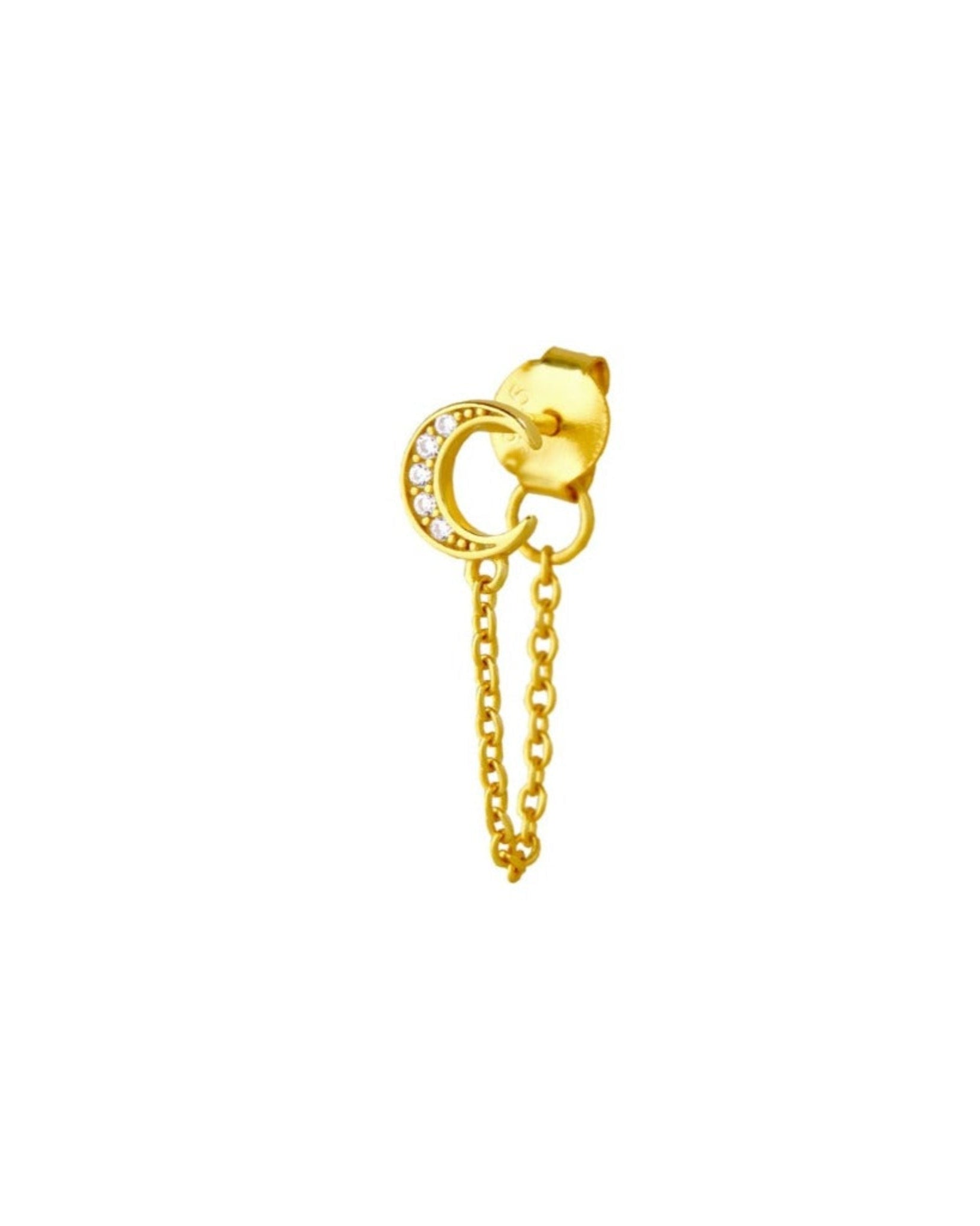 Crescent moon dangler stud set - Pair
