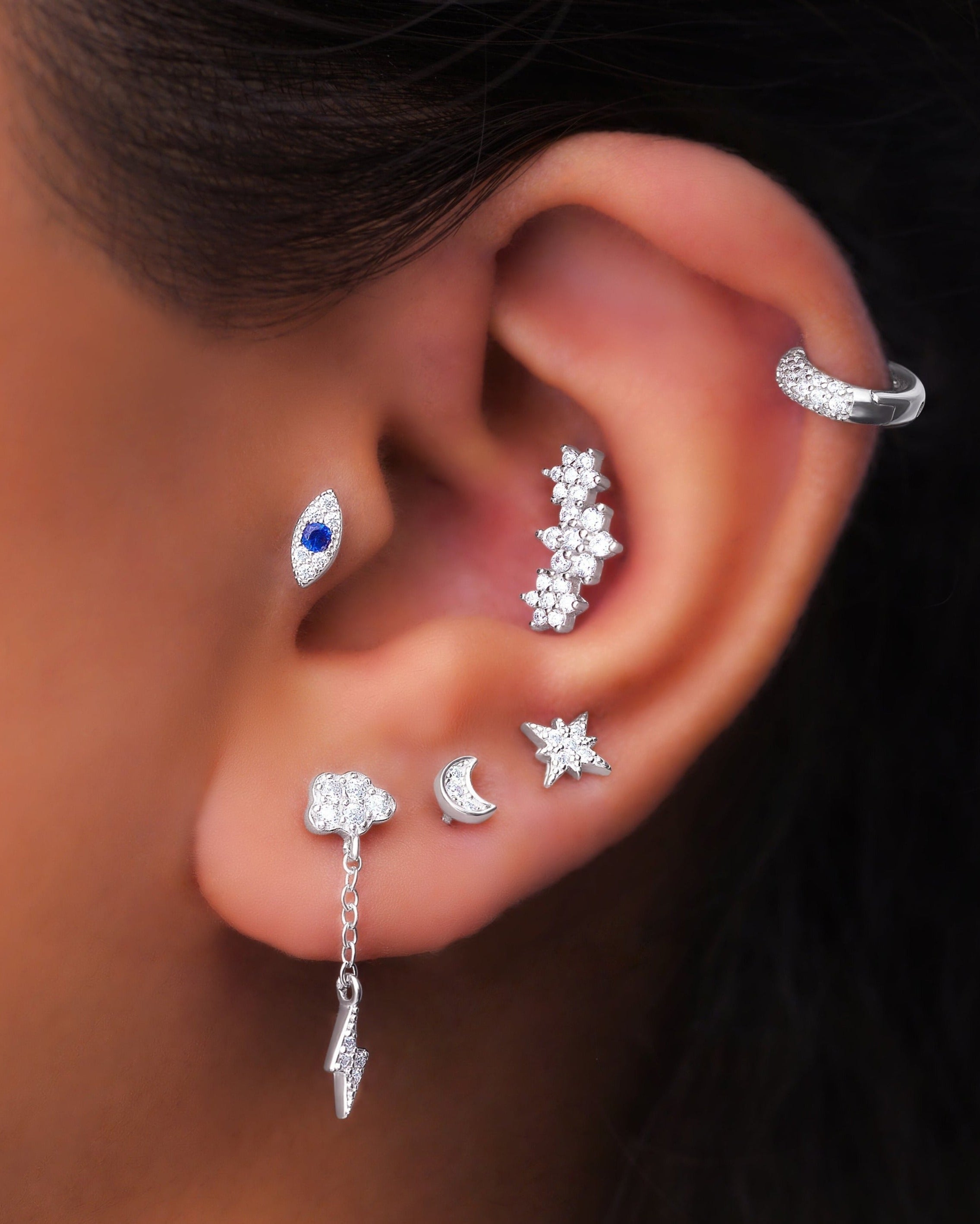 Three Flower Cluster Stud Earring