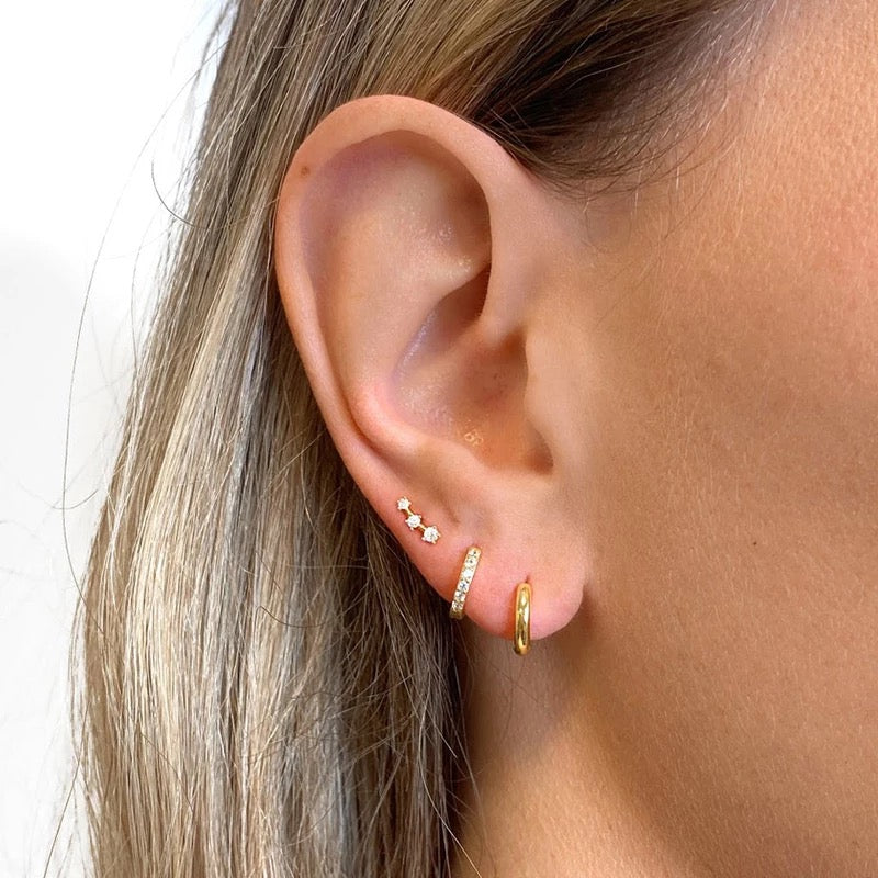 Tri zirconia climber stud earring set