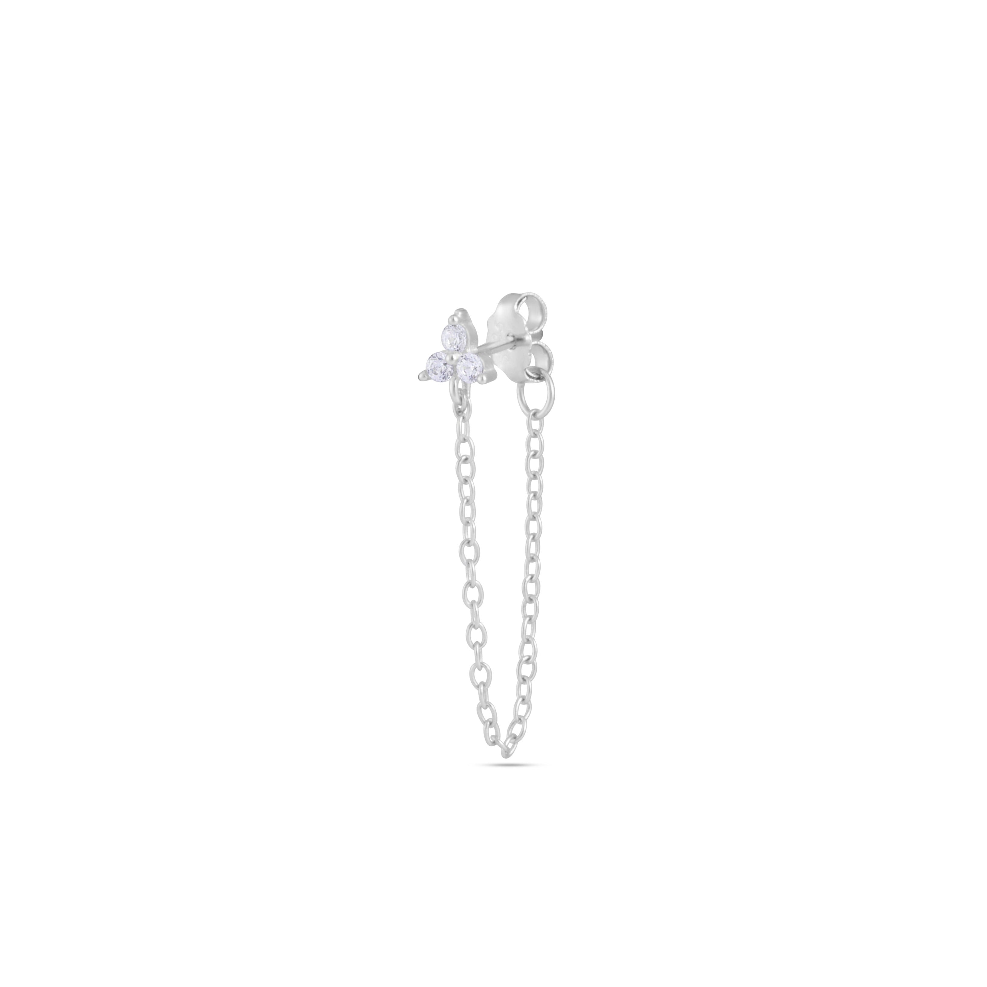 Tri flower chain dangler earring
