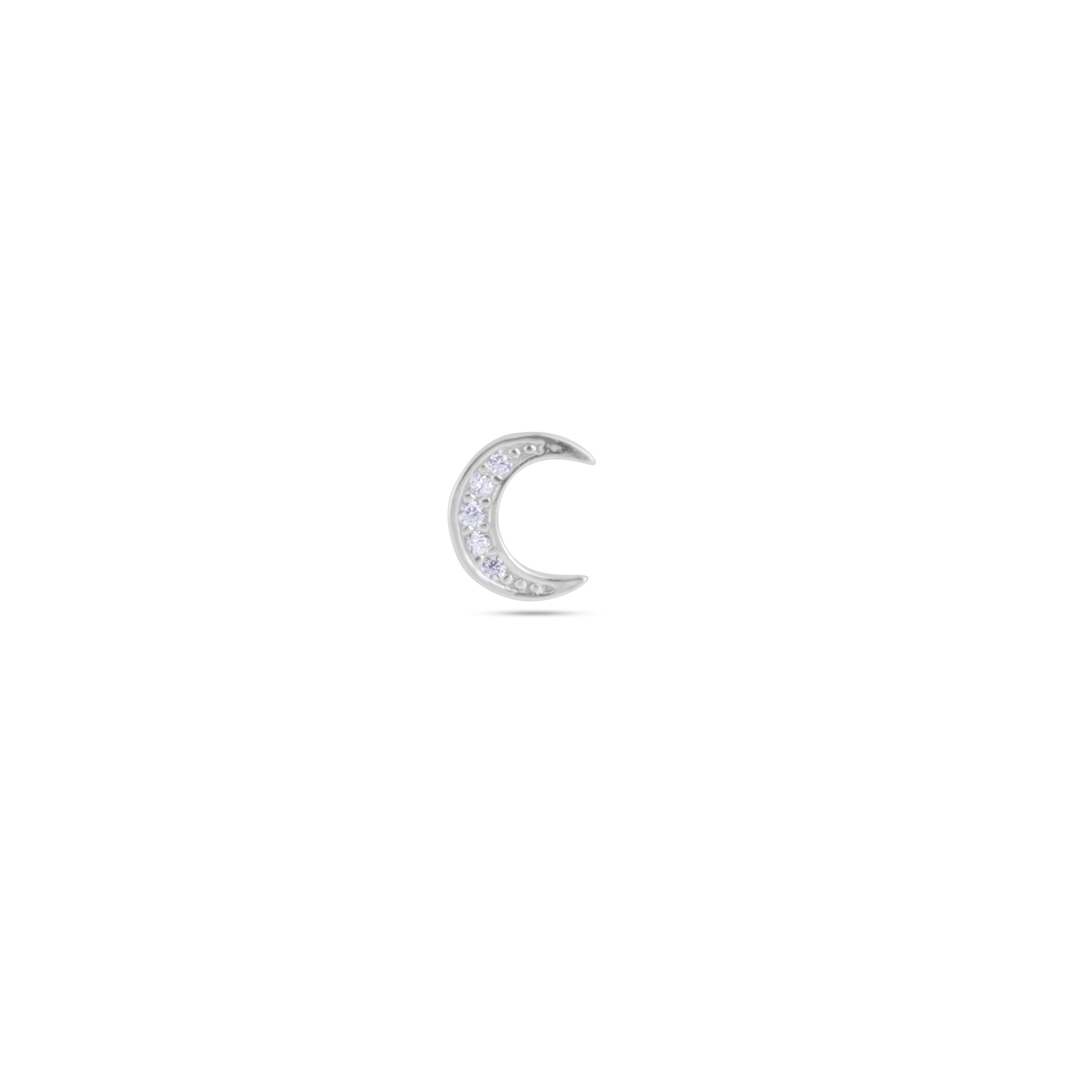 Zirconia crescent moon stud earring - Pair