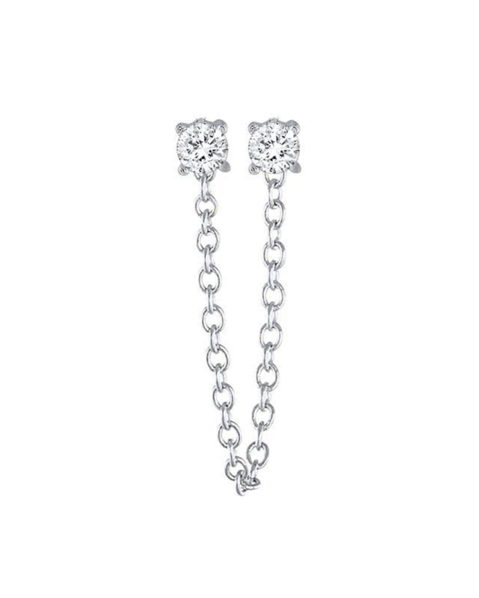 Double stone Chain connector earring pair